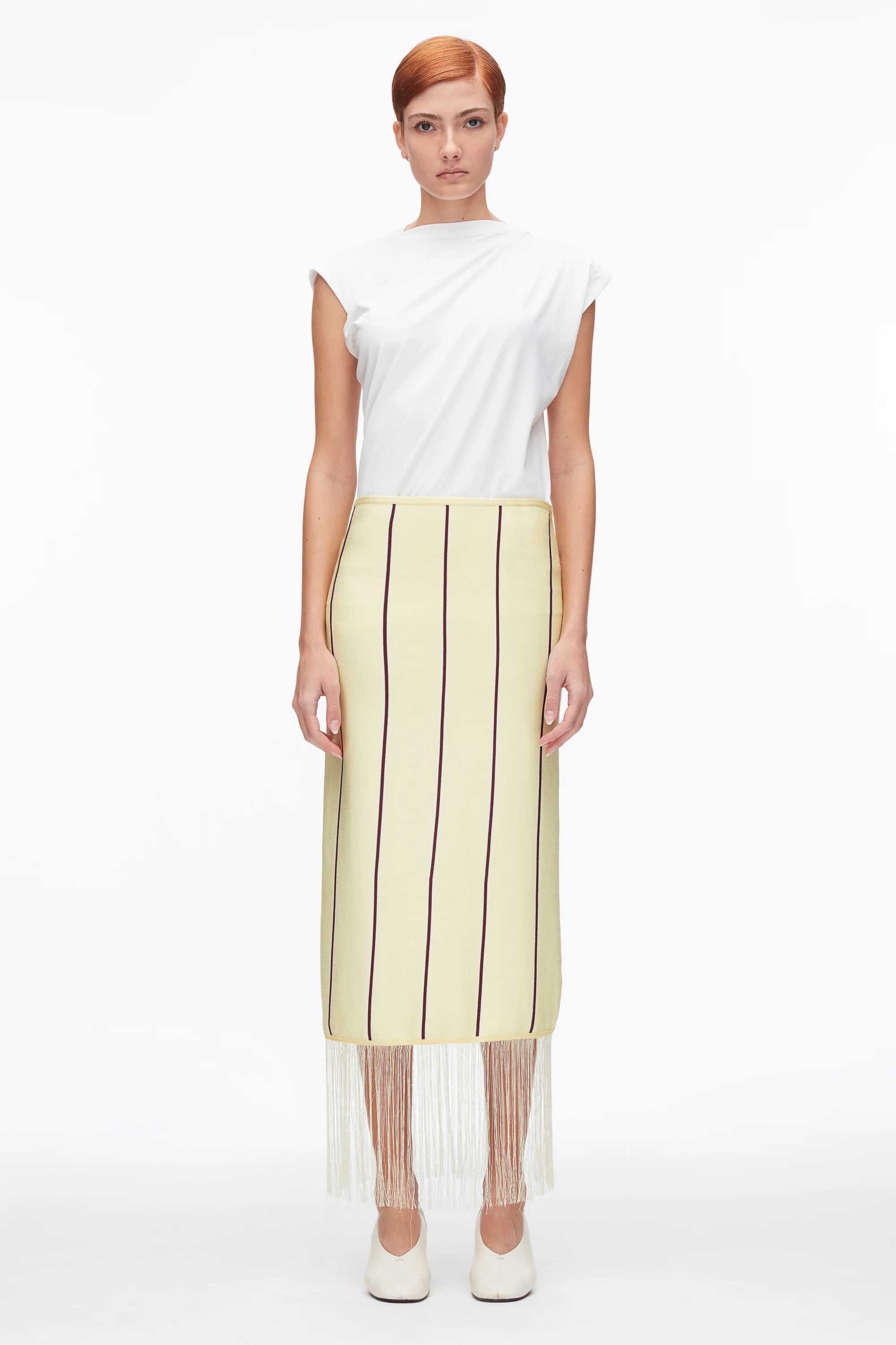 Stripe Midi Skirt with Fringe - Image 2