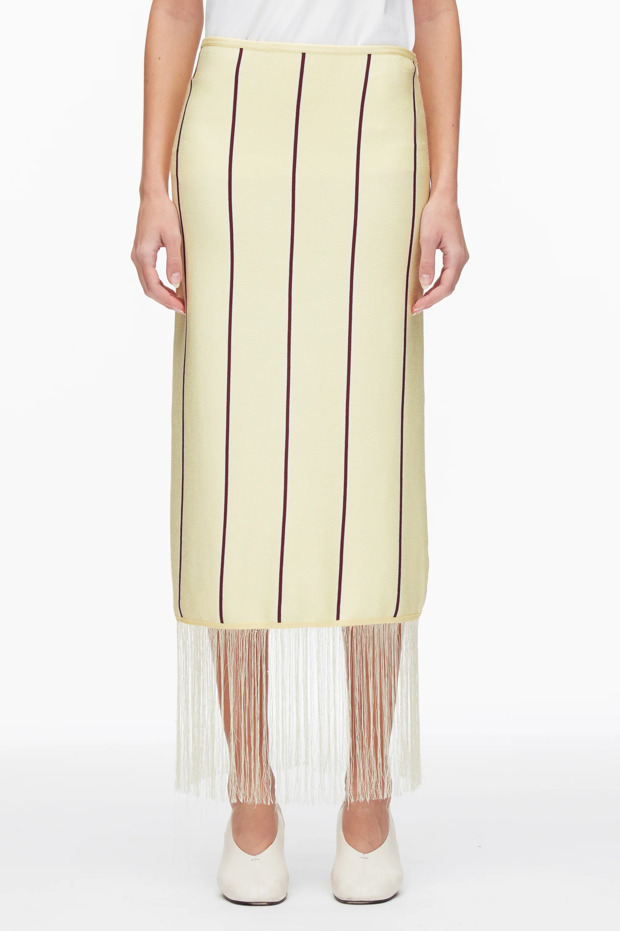 Stripe Midi Skirt with Fringe - Image 3