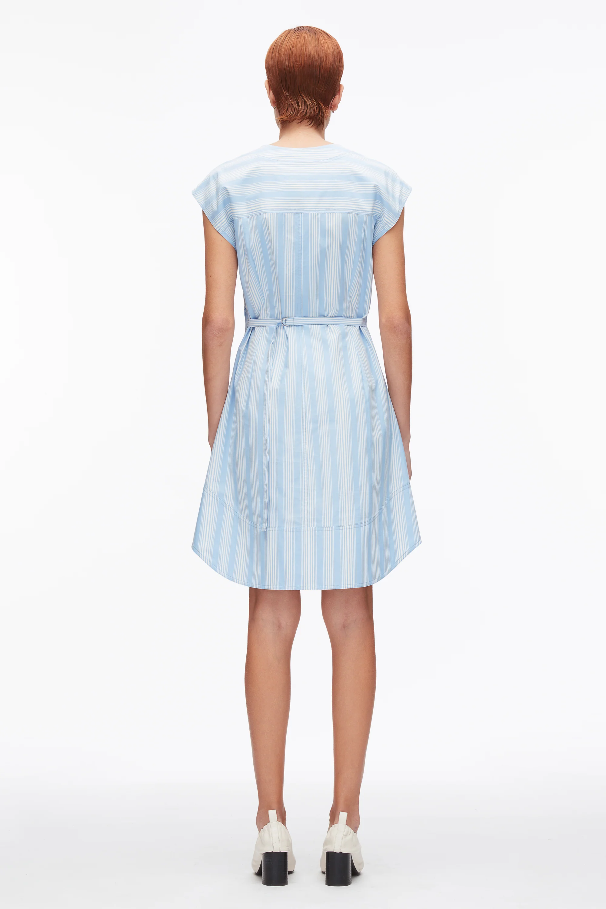 Striped Cap Sleeve Knee-Length Dress - Image 4