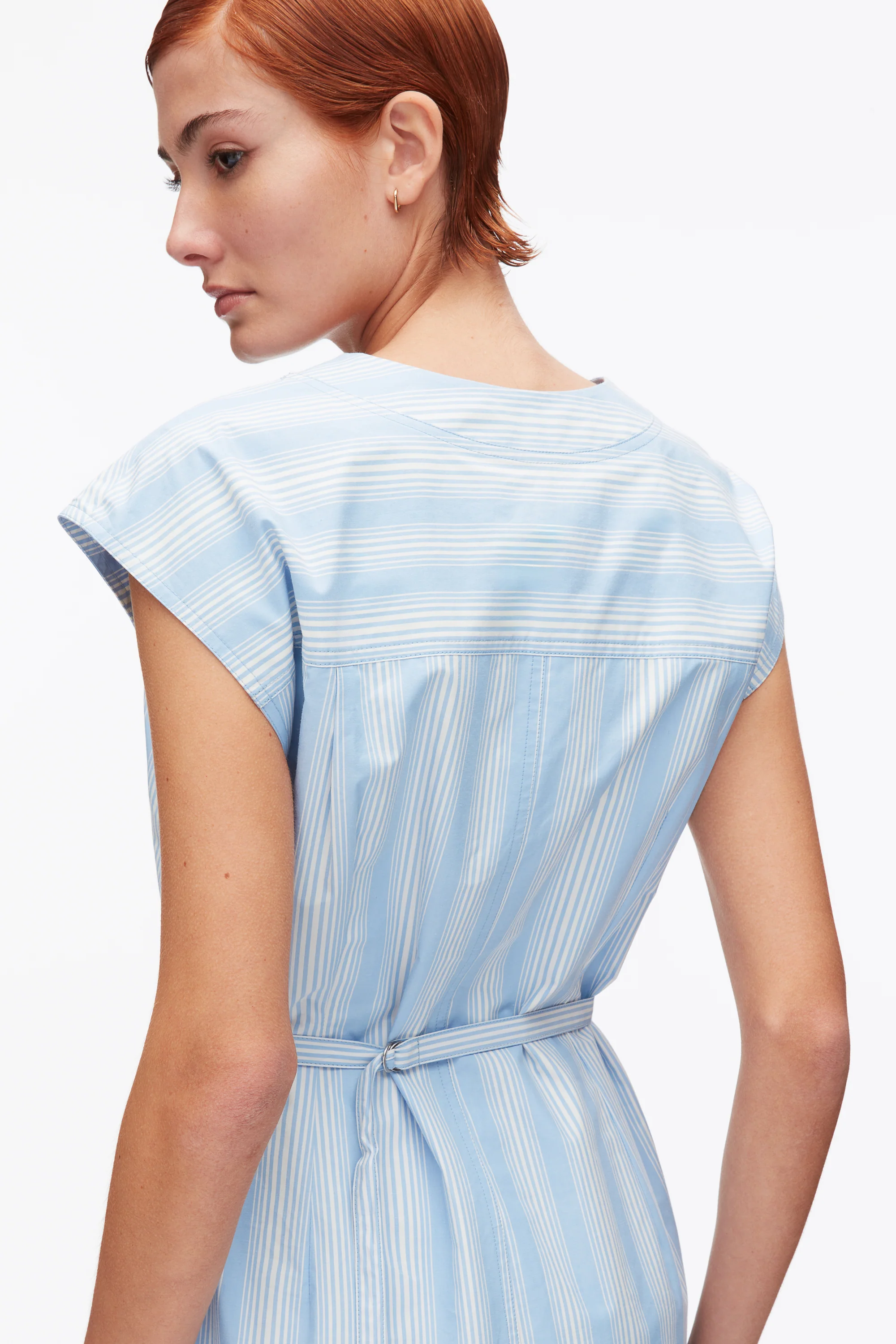 Striped Cap Sleeve Knee-Length Dress - Image 5