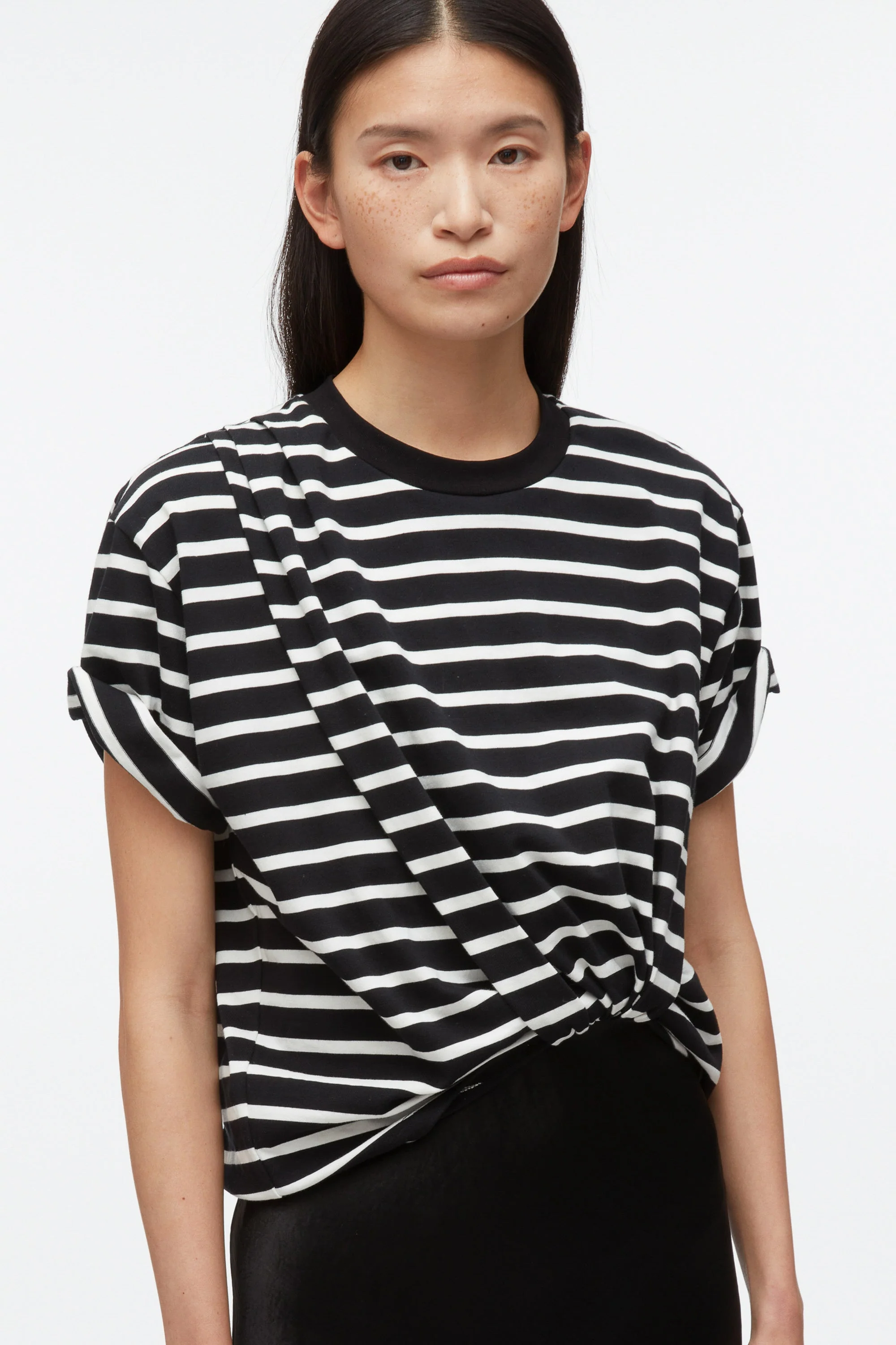 Striped Draped T-Shirt Slip Combo Dress - Image 2