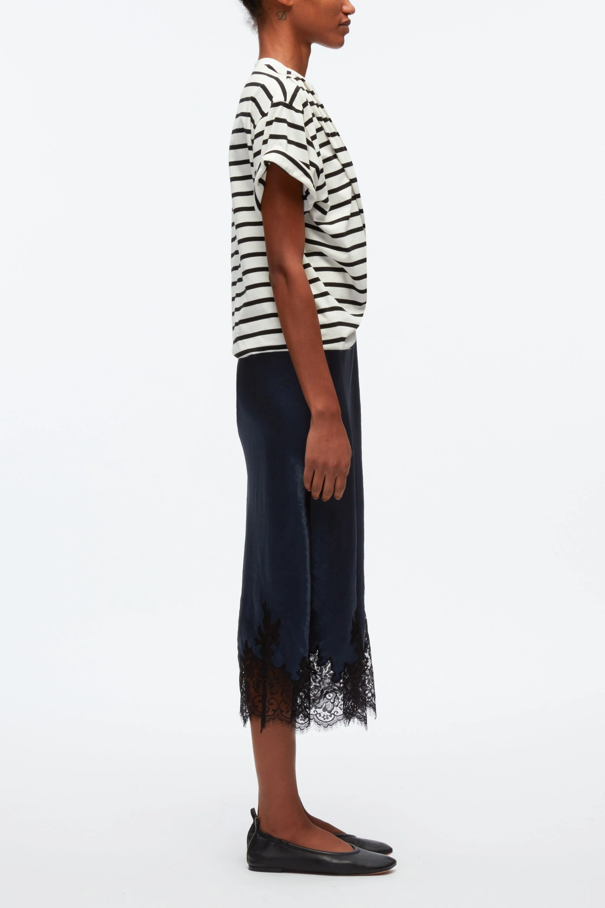 Striped Draped T-shirt Slip Combo Dress - Image 3