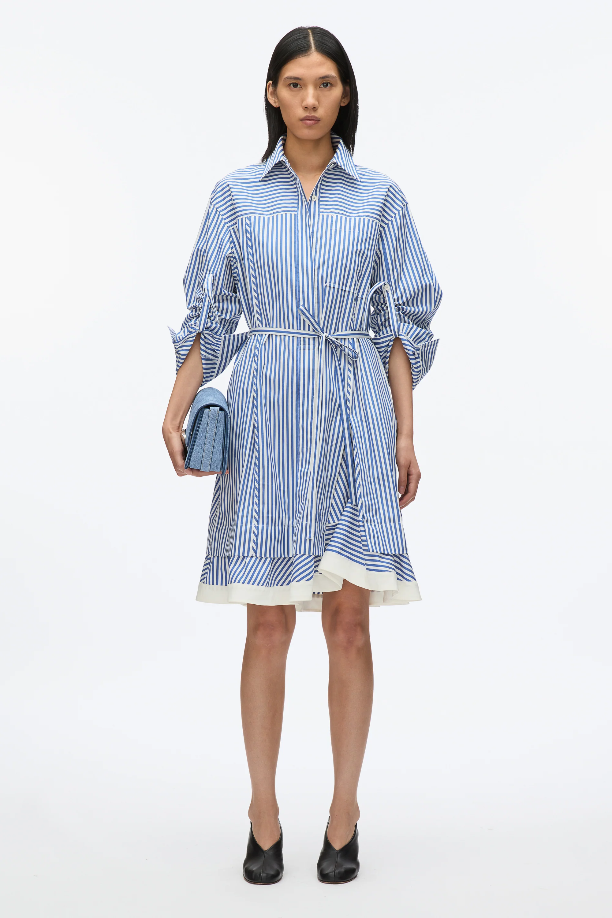 Stripe Shirt with Cascade Sleeves