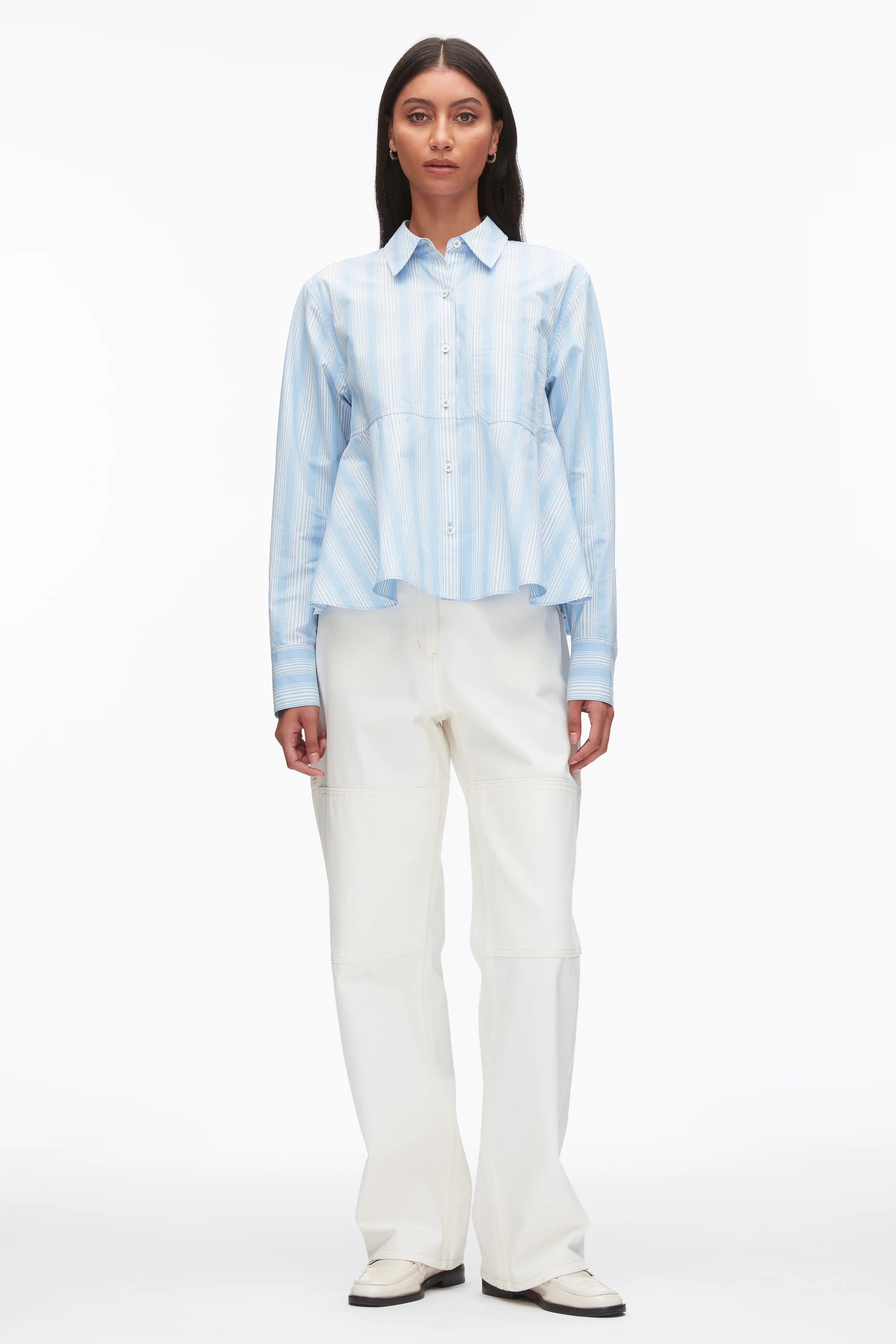Long Sleeve Striped Flounce Shirt