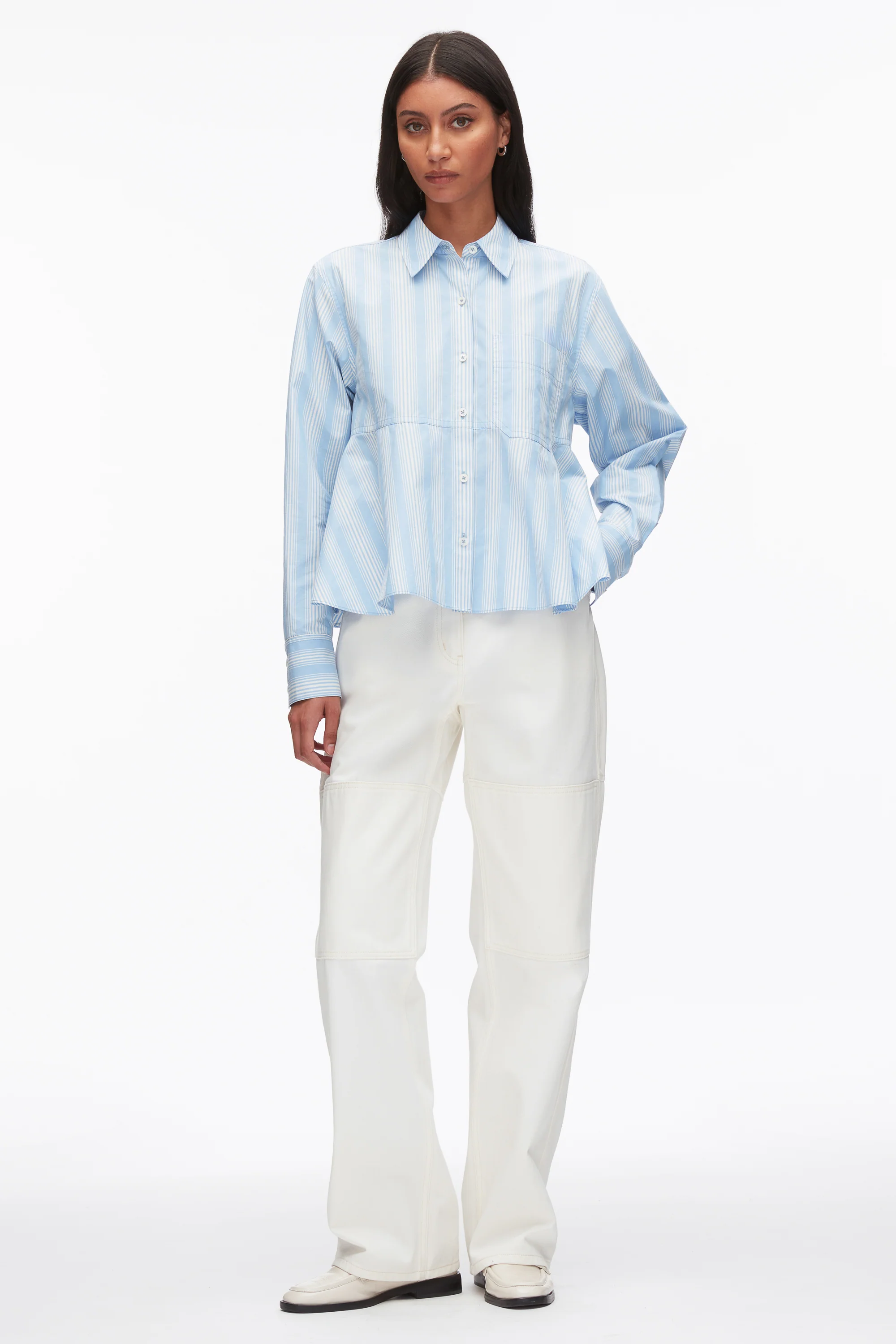 Long Sleeve Striped Flounce Shirt - Image 2