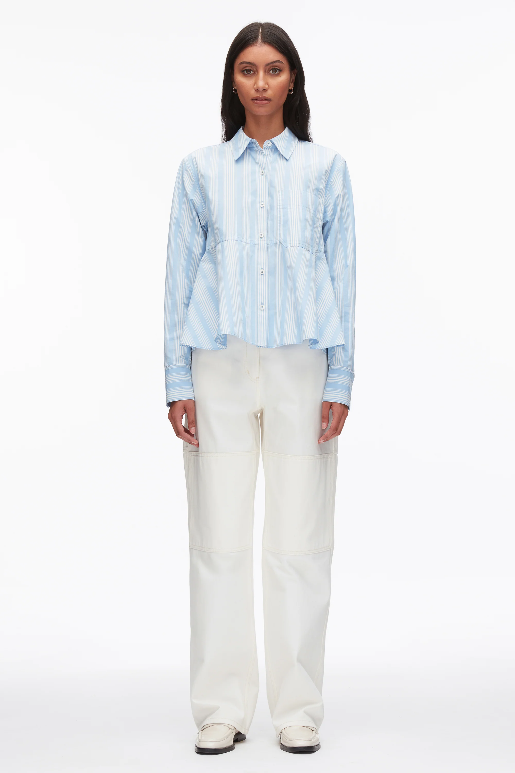 Long Sleeve Striped Flounce Shirt - Image 3