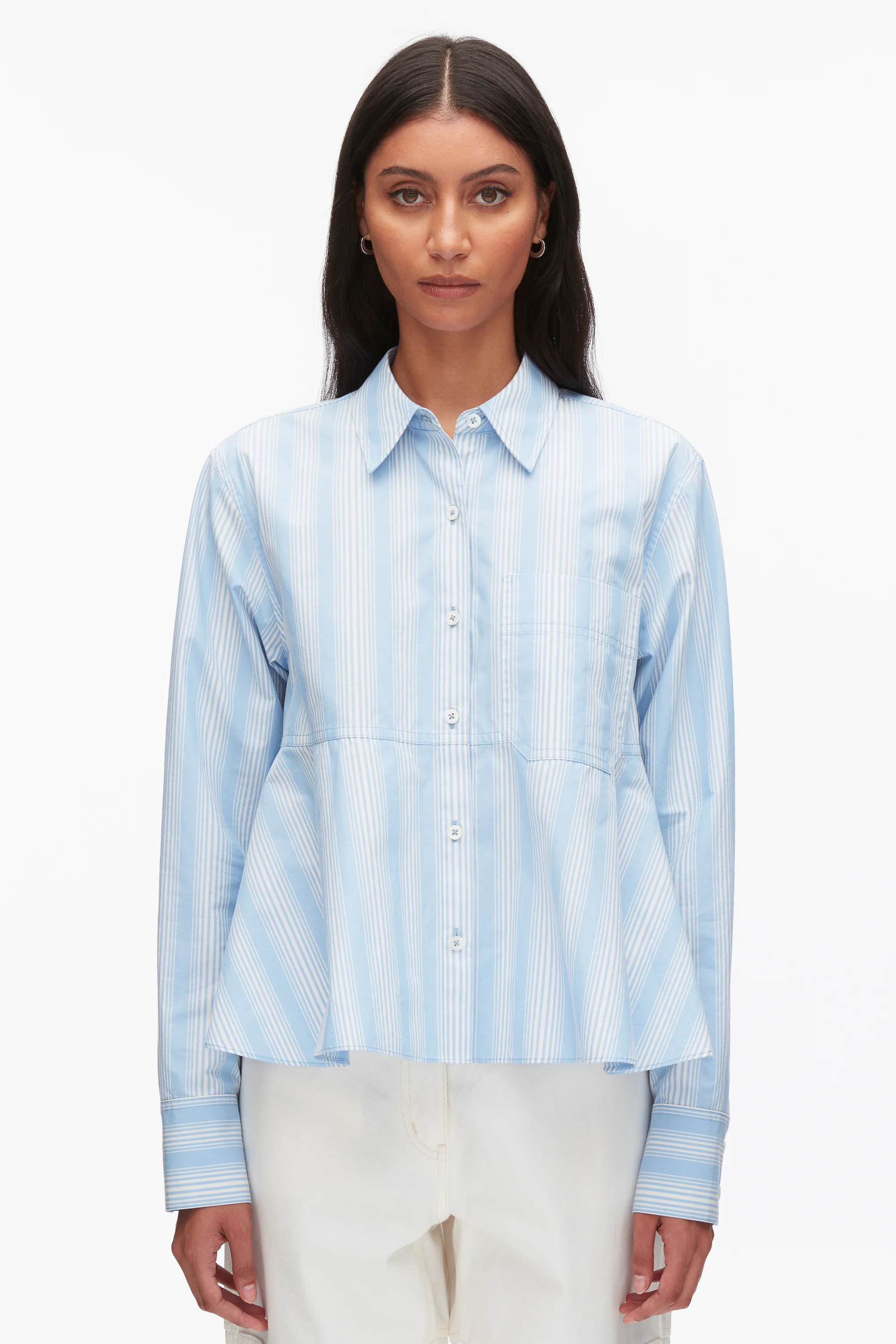 Long Sleeve Striped Flounce Shirt - Image 4
