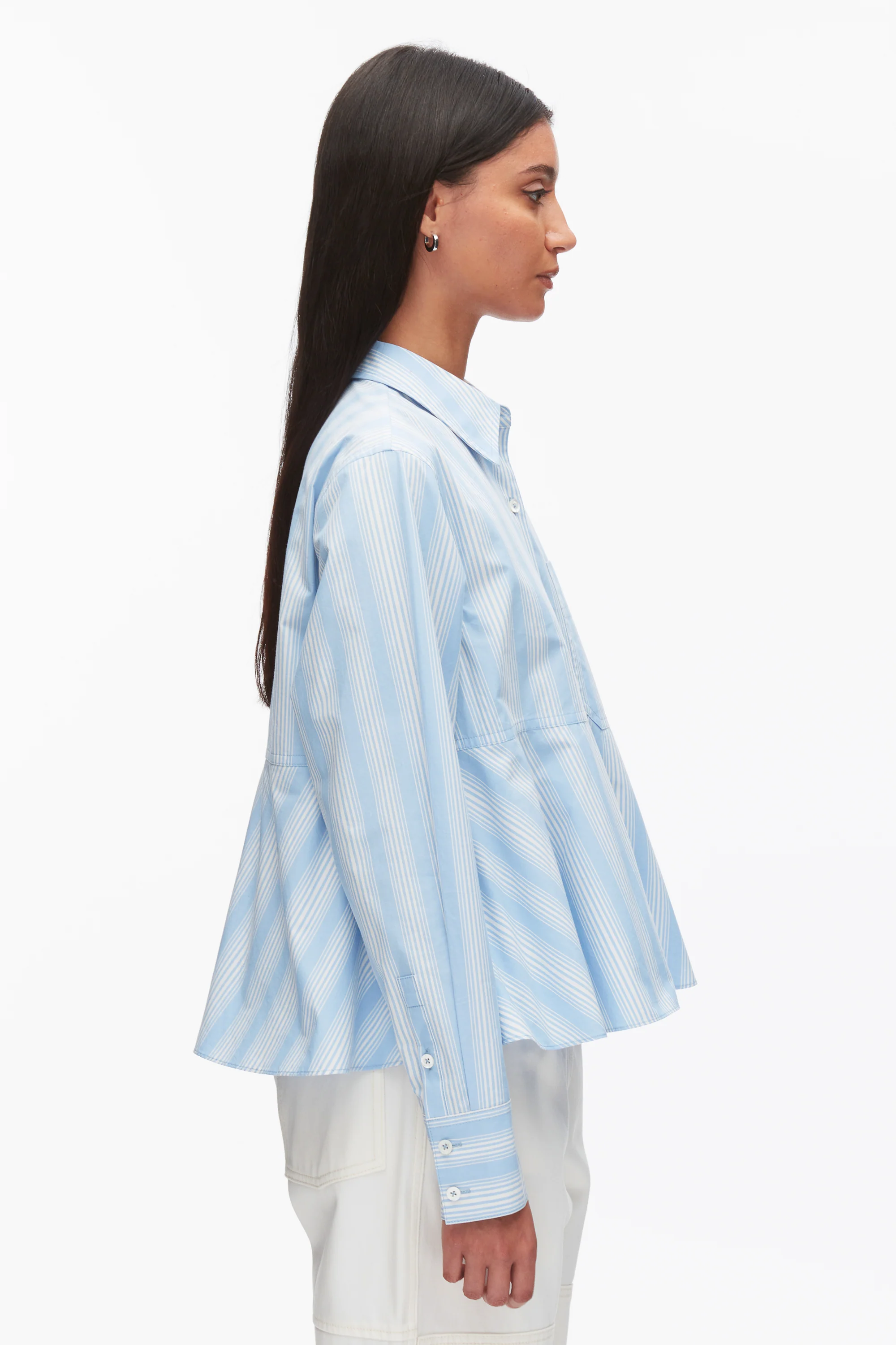 Long Sleeve Striped Flounce Shirt - Image 5