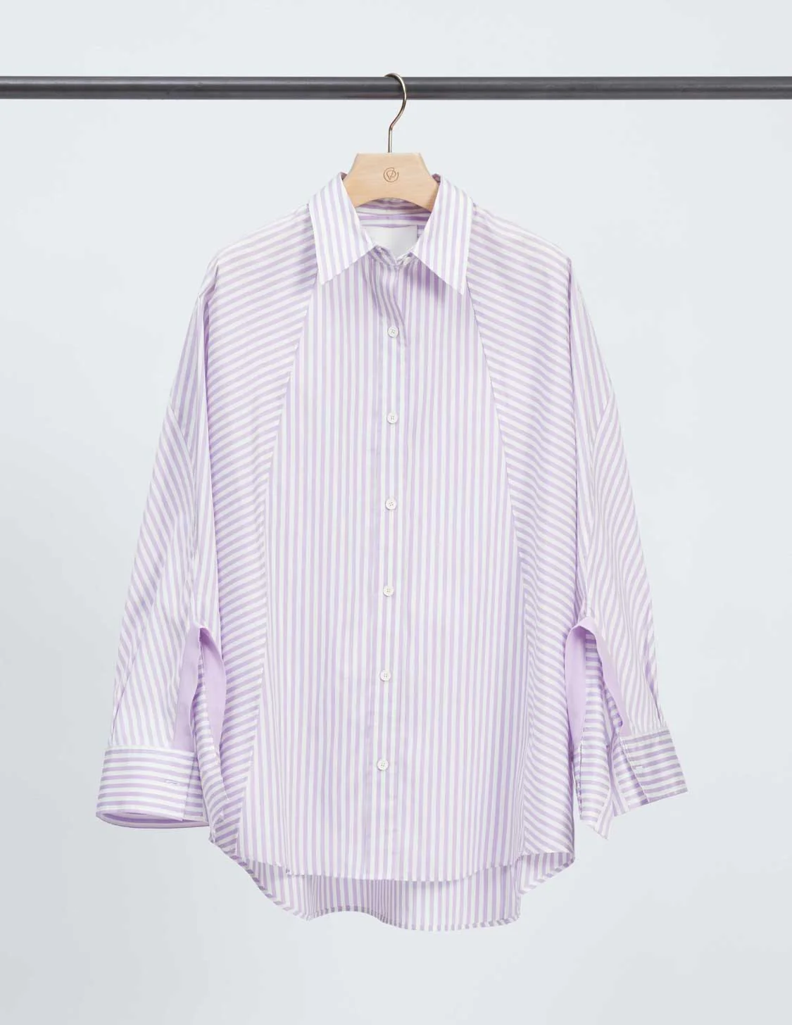 Oversized Stripe Shirt with Cascade Sleeves - Image 6