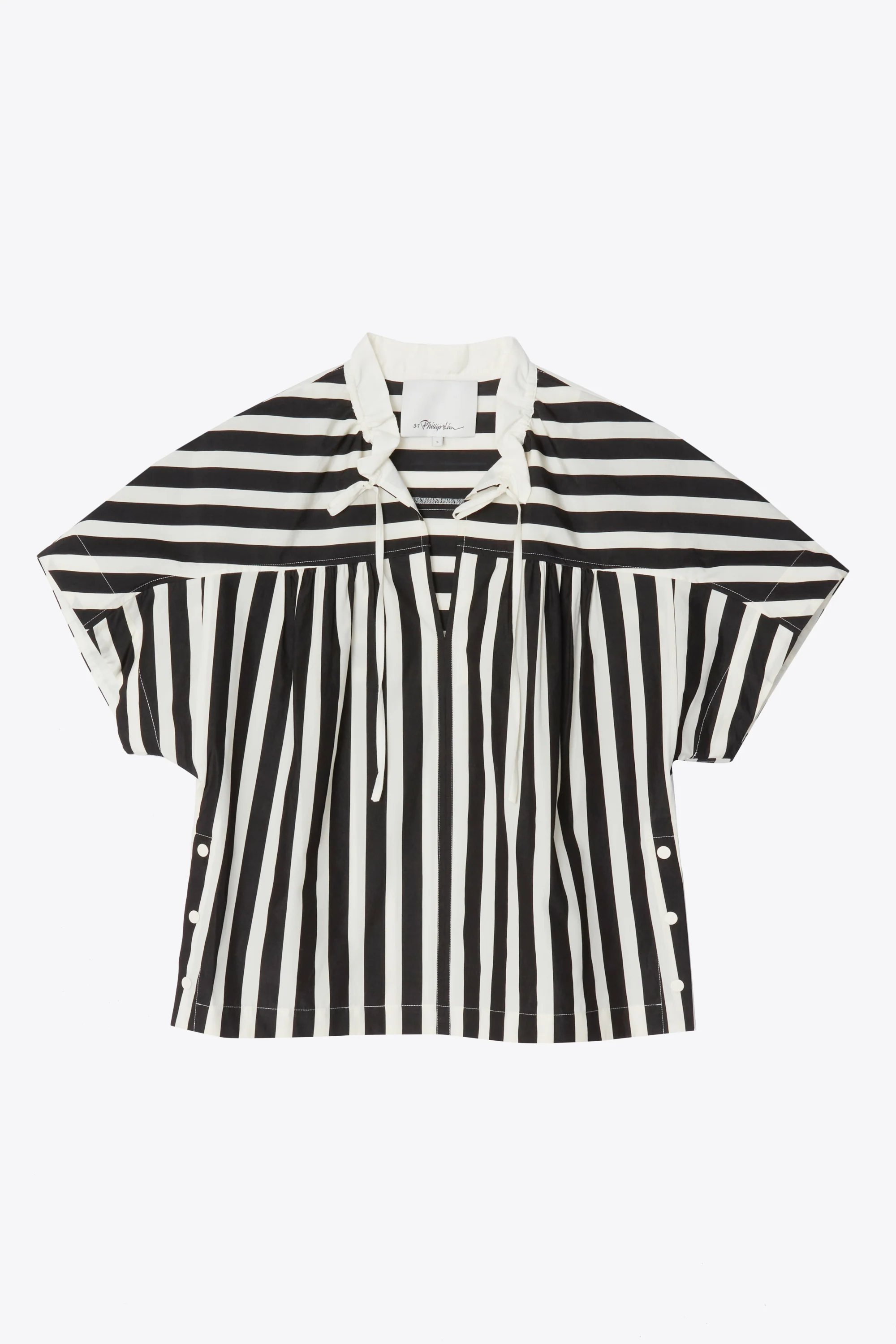 Striped Open Neck Top with Ties