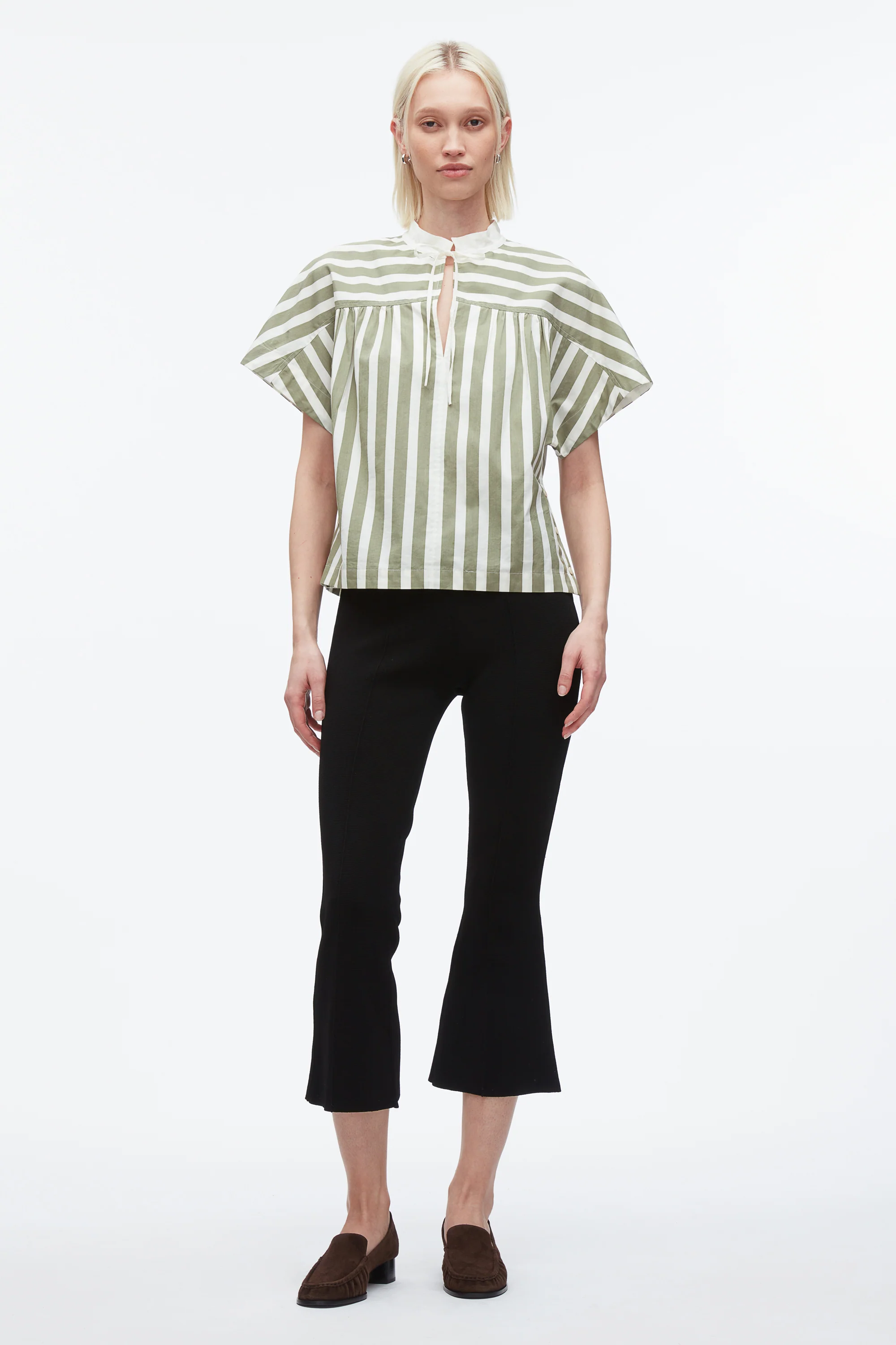 Striped Open Neck Top with Ties - Image 2