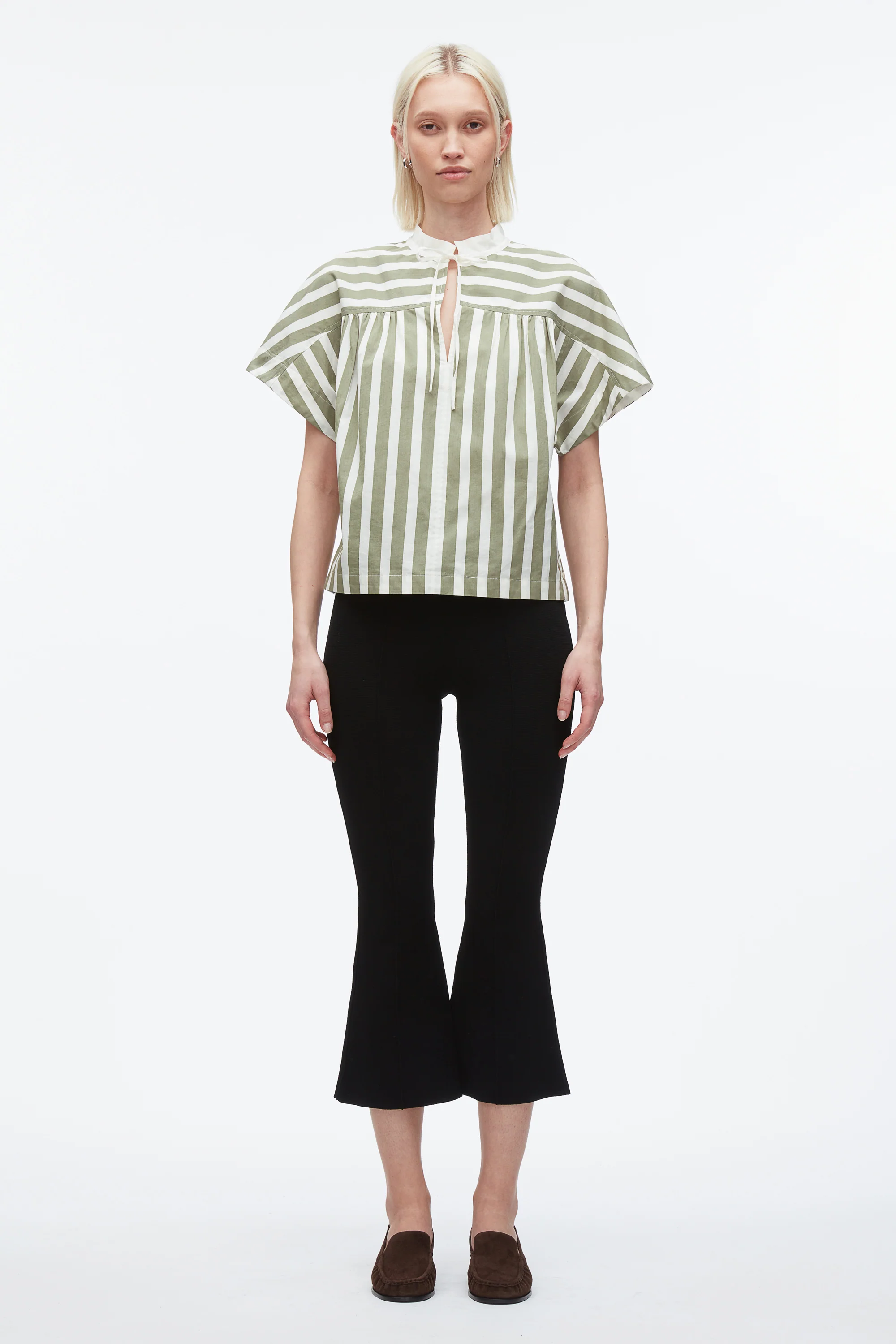 Striped Open Neck Top with Ties - Image 3