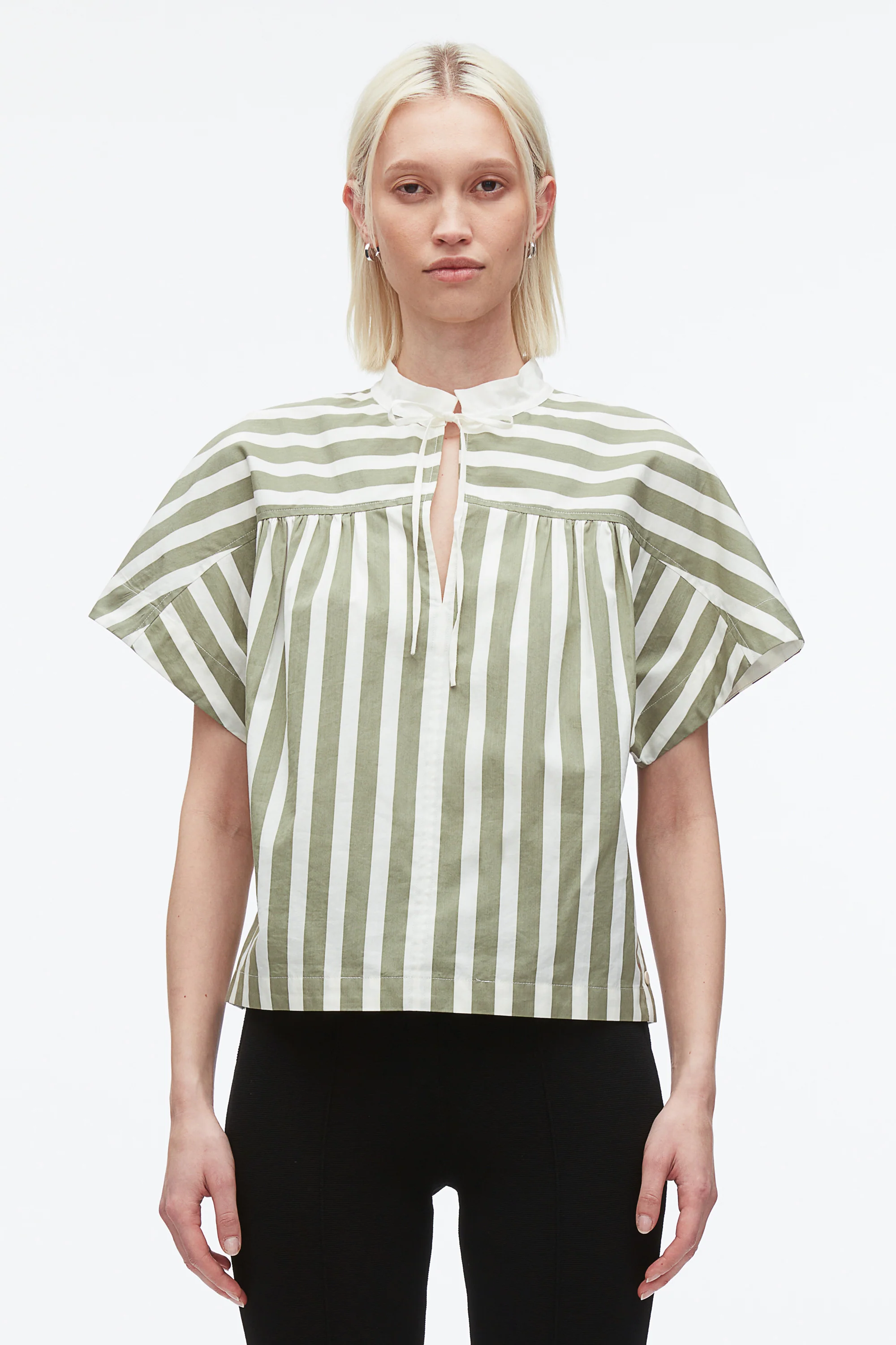 Striped Open Neck Top with Ties - Image 4