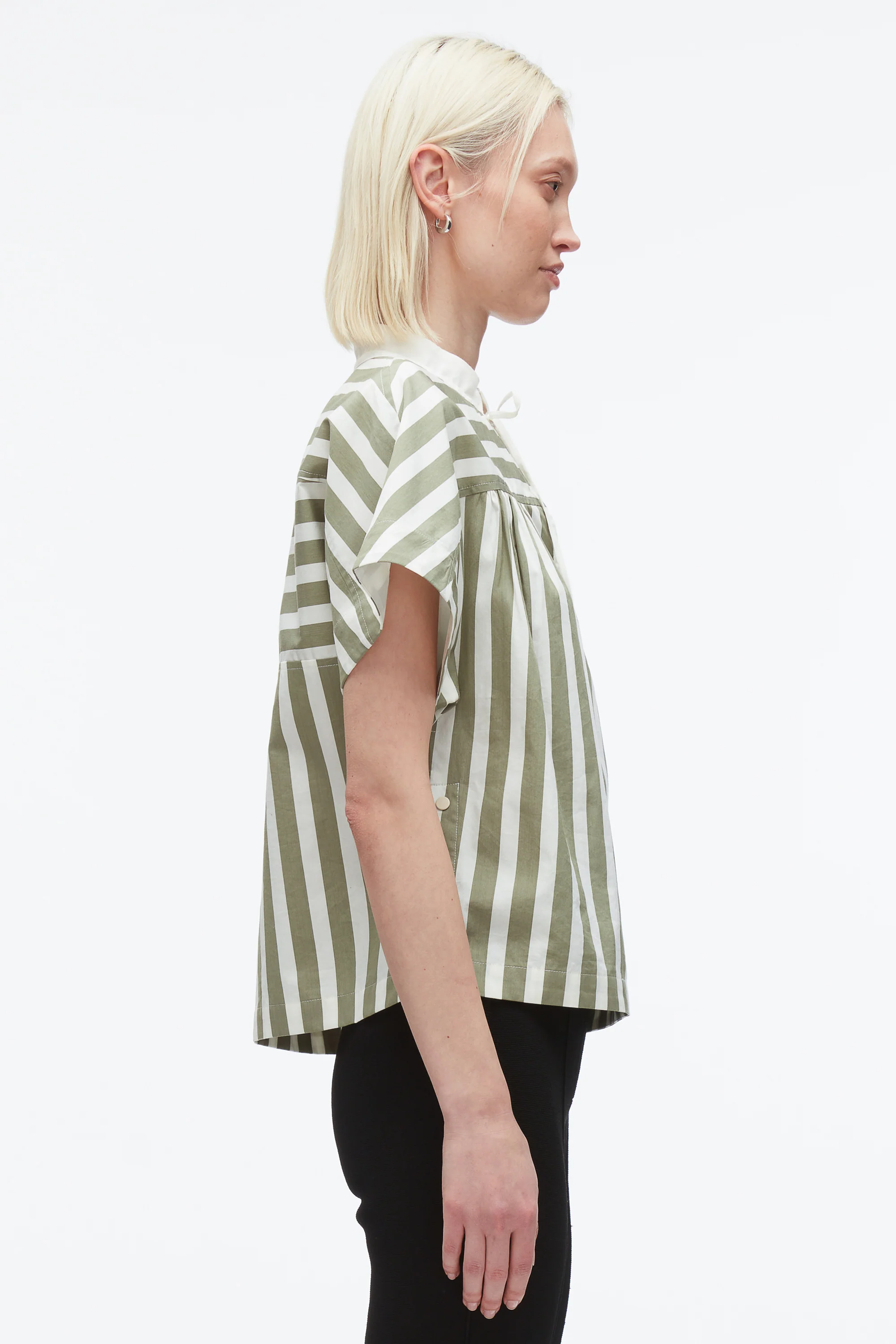 Striped Open Neck Top with Ties - Image 5