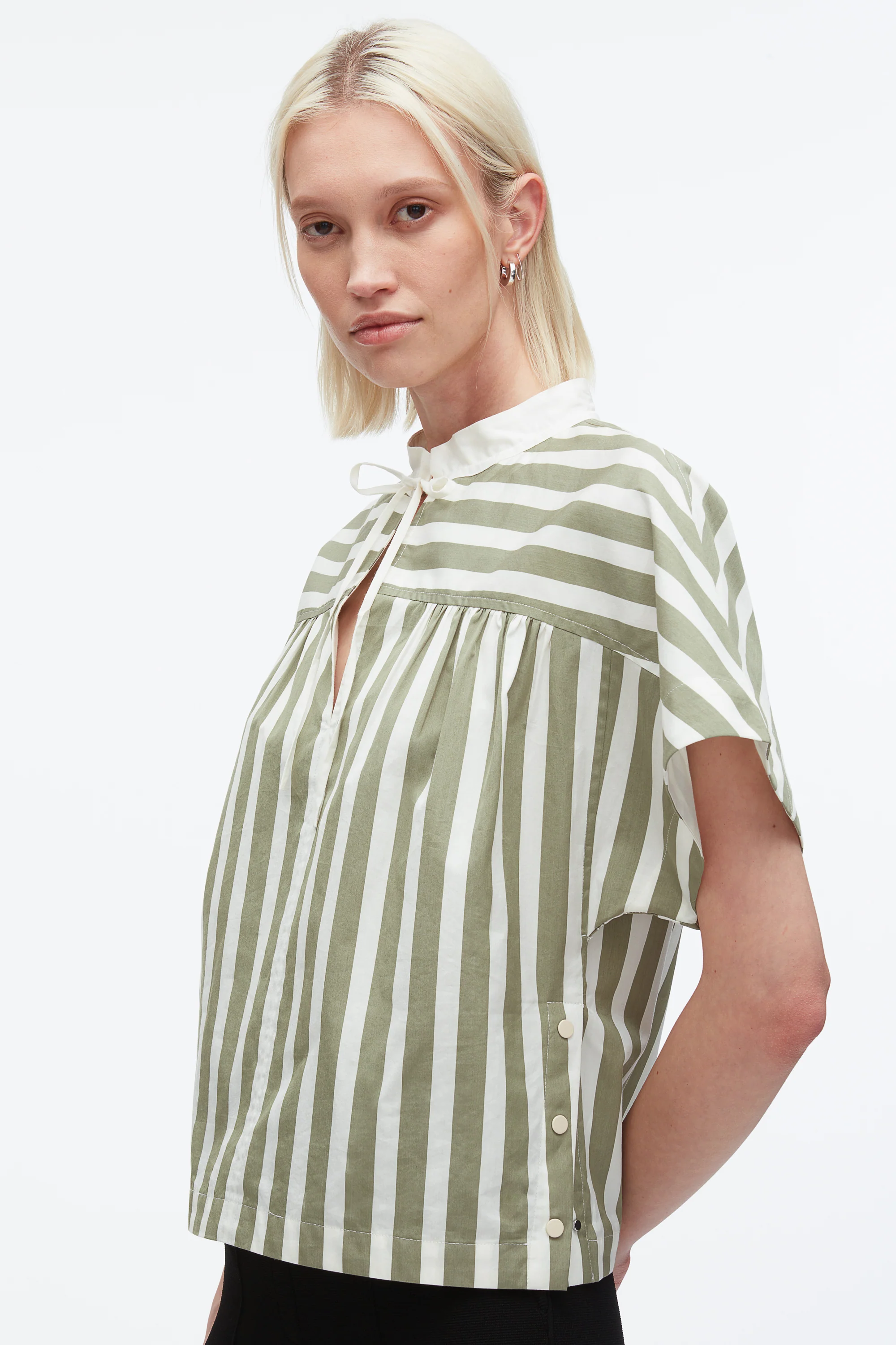 Striped Open Neck Top with Ties - Image 7
