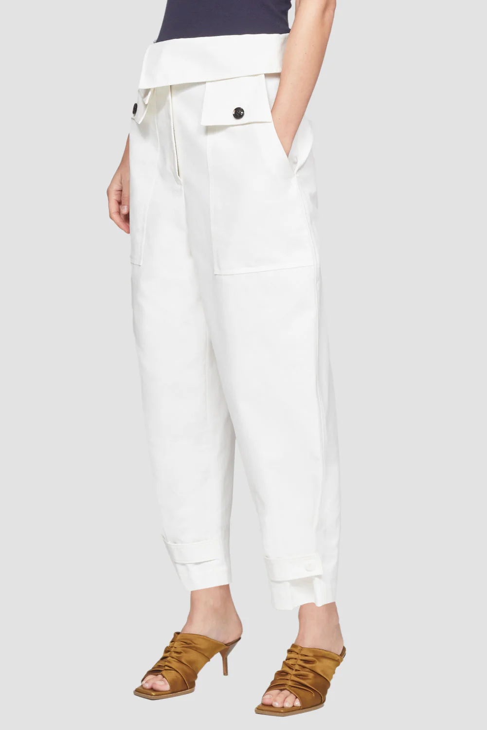Structured Cotton Banana Trousers - Image 3
