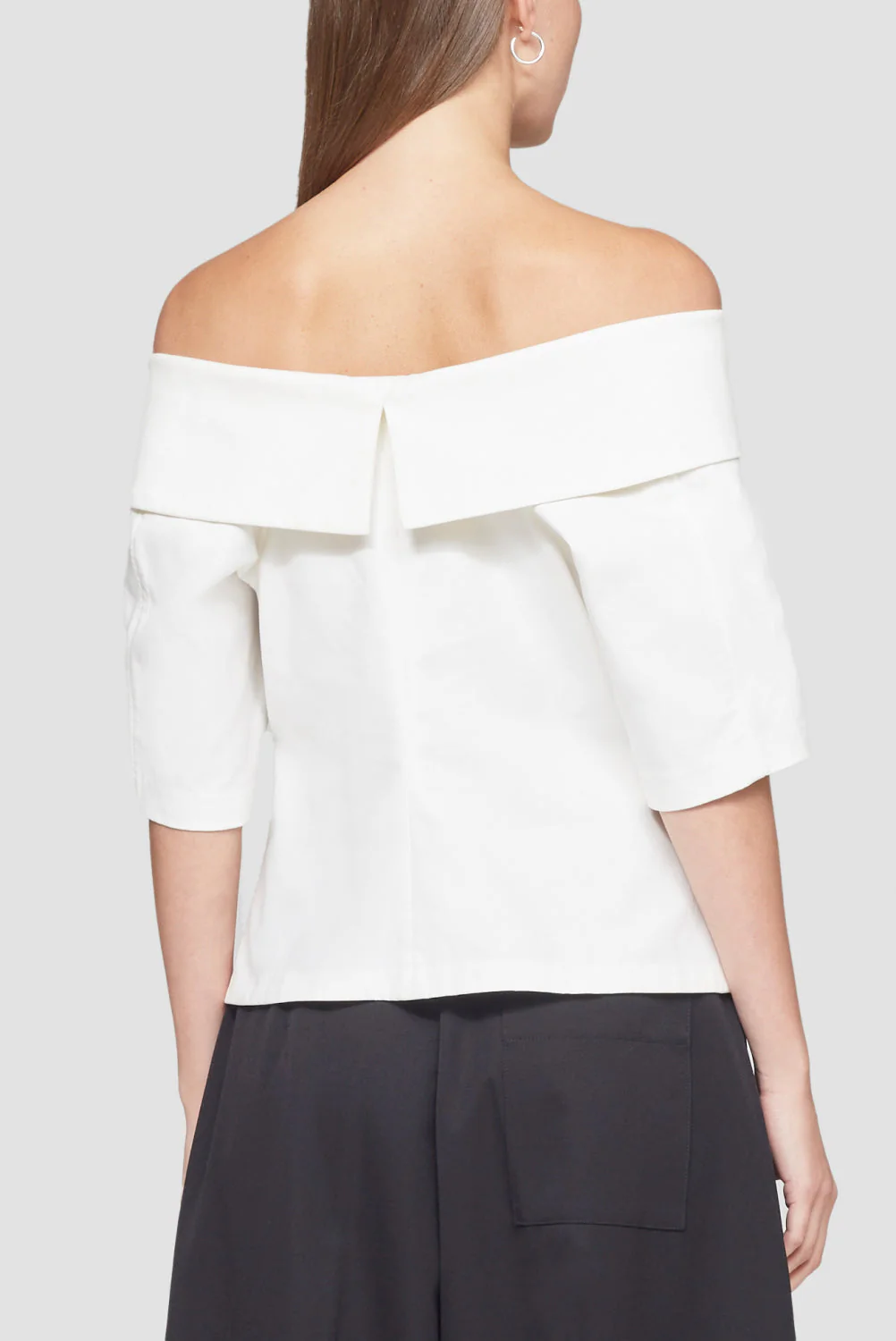 Structured Cotton Off Shoulder Zip-Front Top - Image 4
