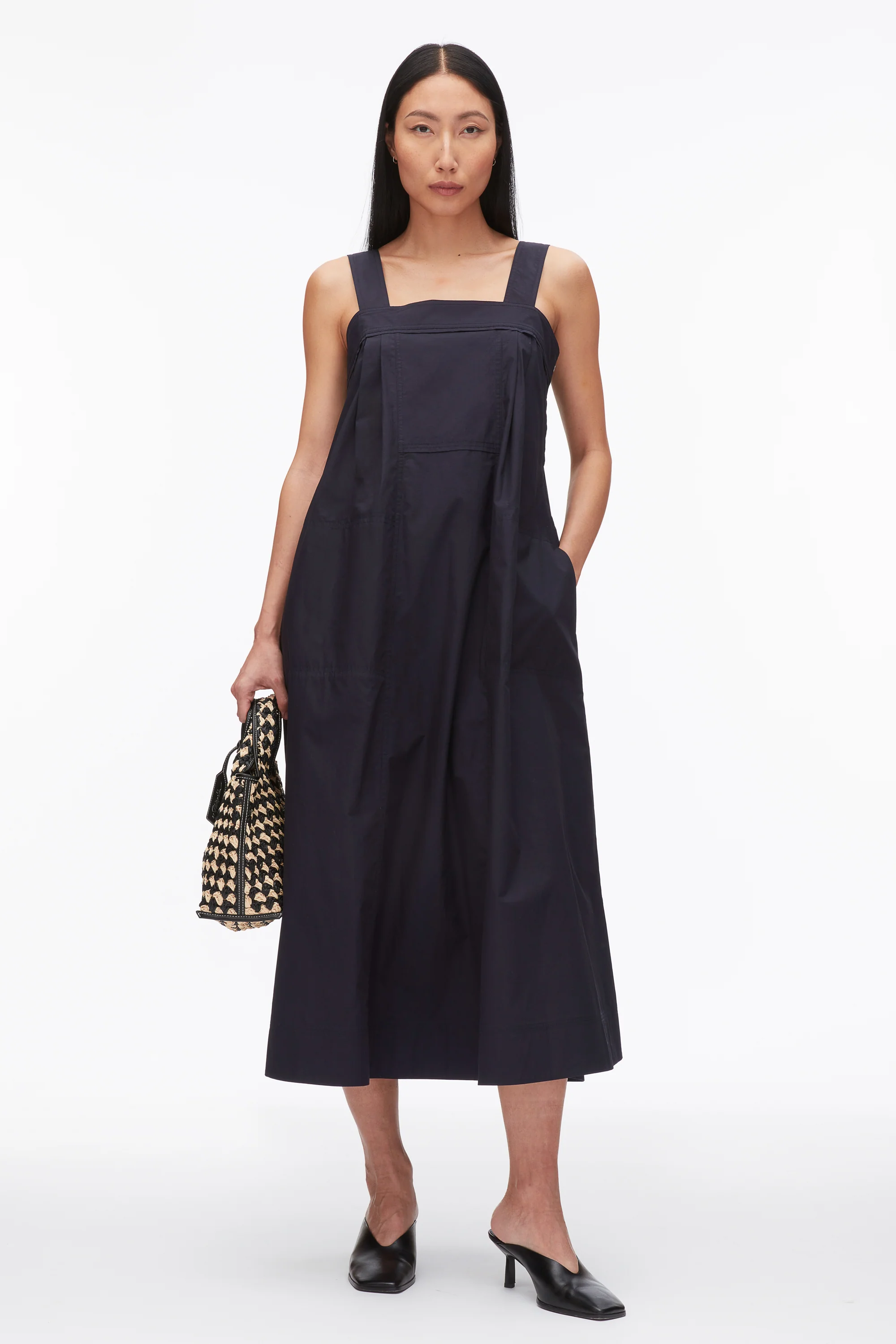 Structured Cotton Poplin Midi Dress