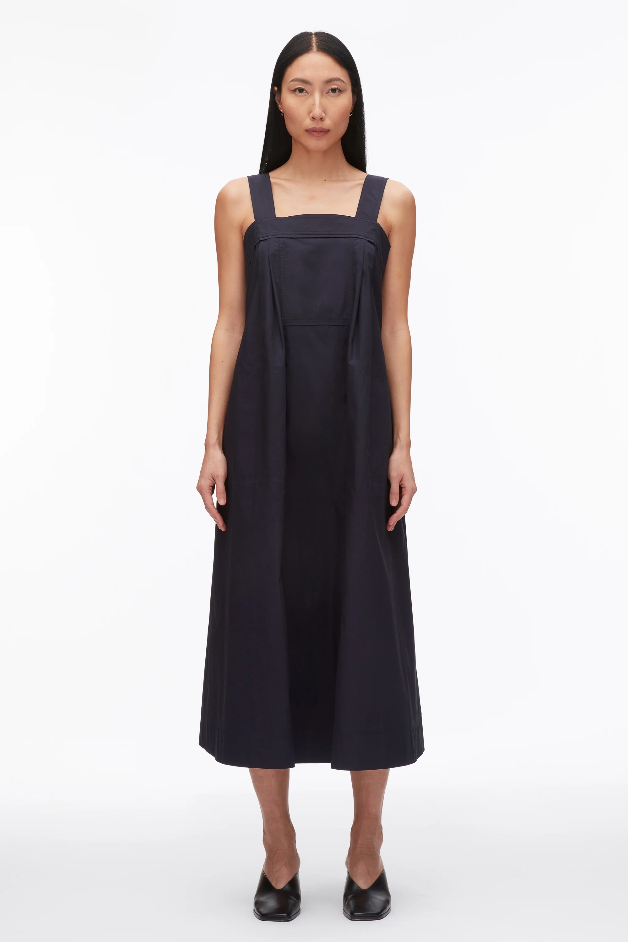 Structured Cotton Poplin Midi Dress - Image 3
