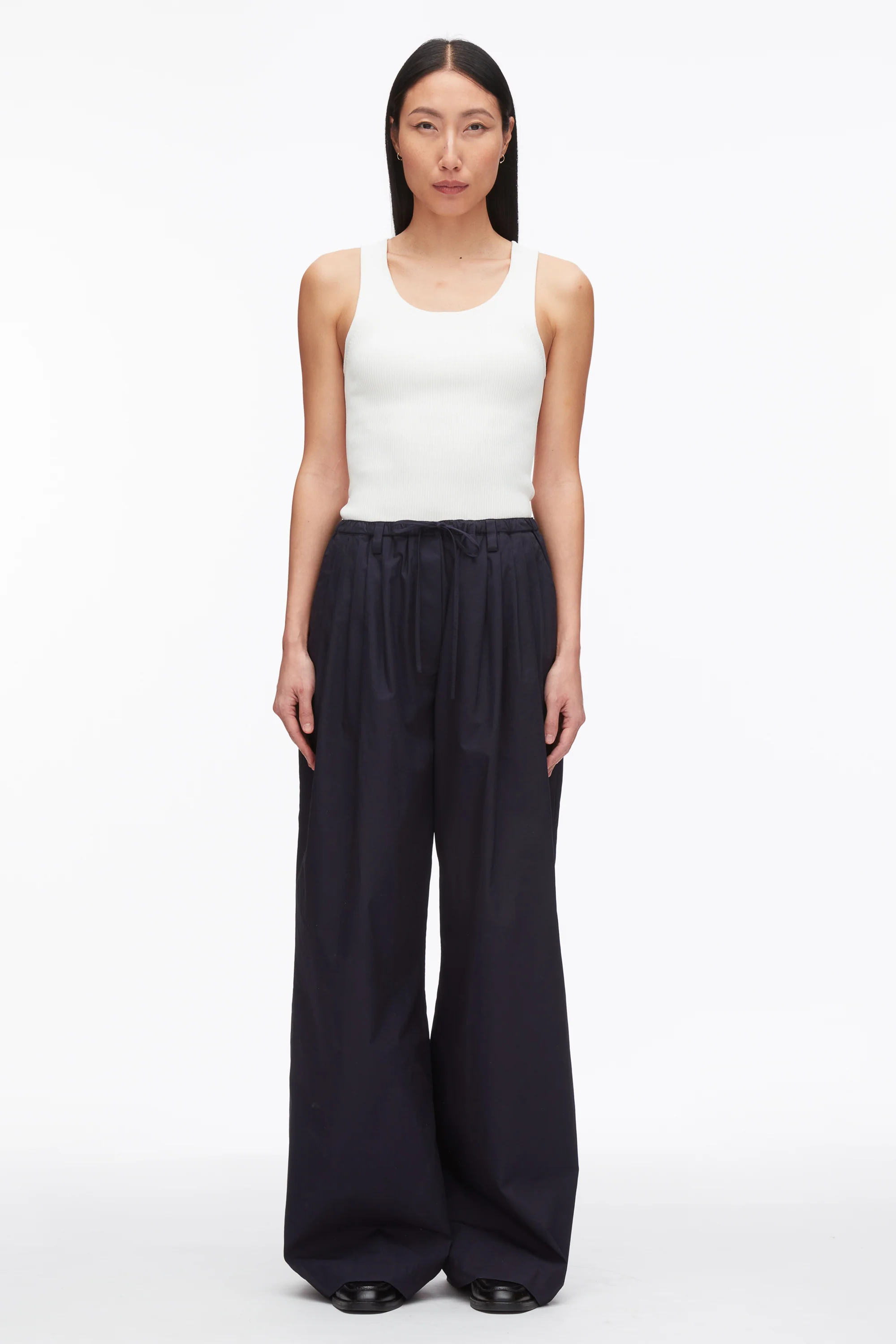 Structured Cotton Pull On Straight Leg Pants - Image 2