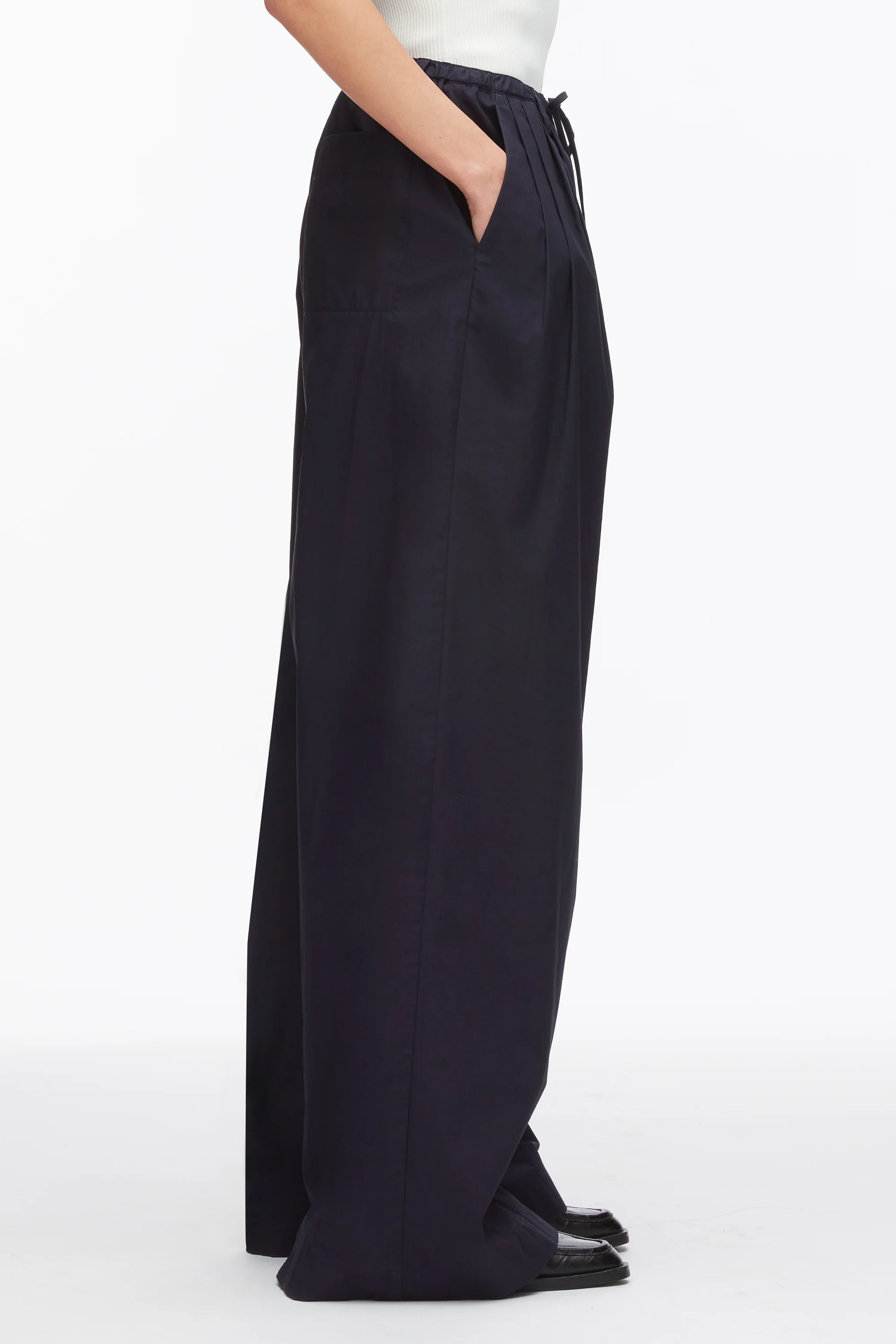 Structured Cotton Pull On Straight Leg Pants - Image 4