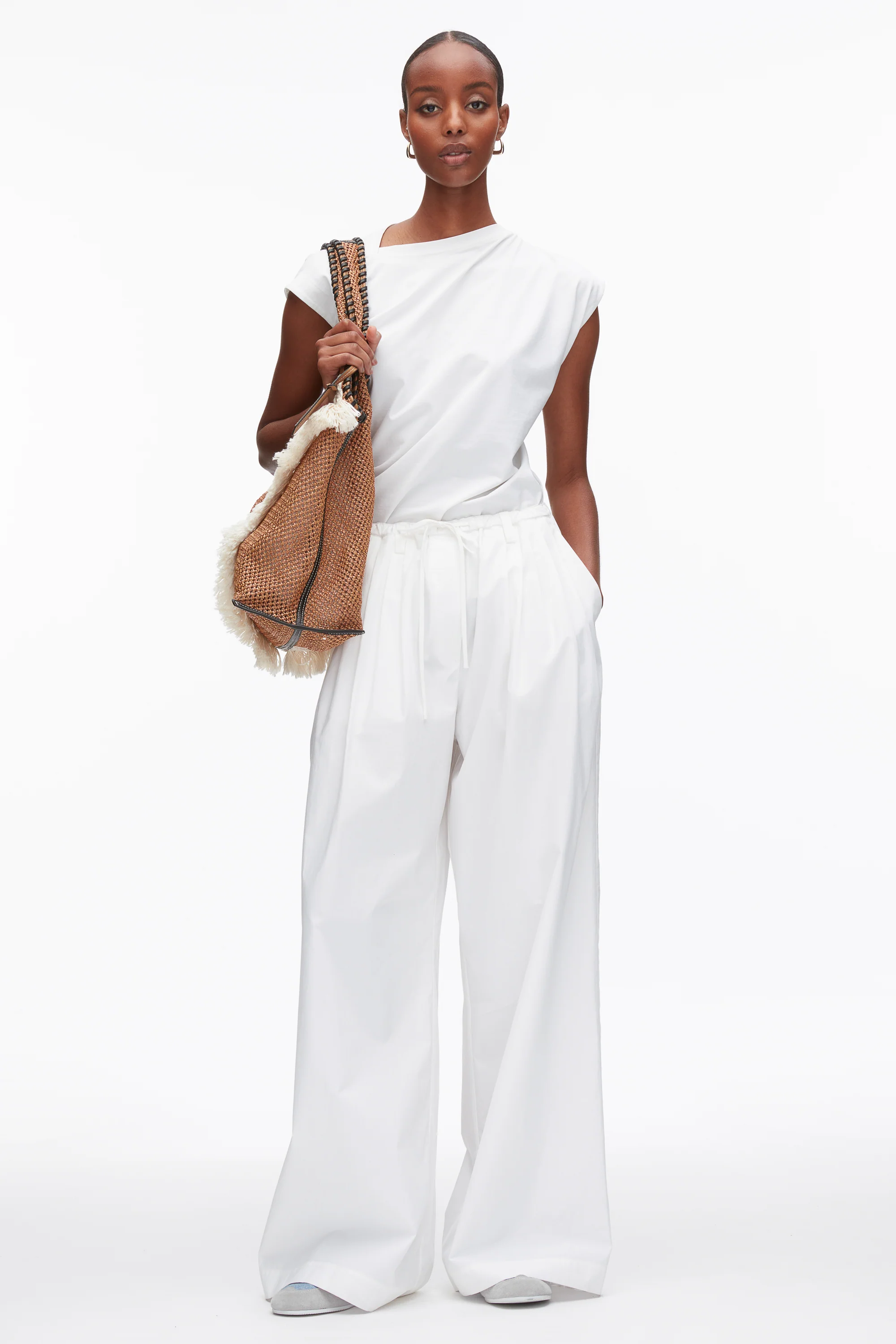 Structured Cotton Pull On Straight Leg Pants - Image 8