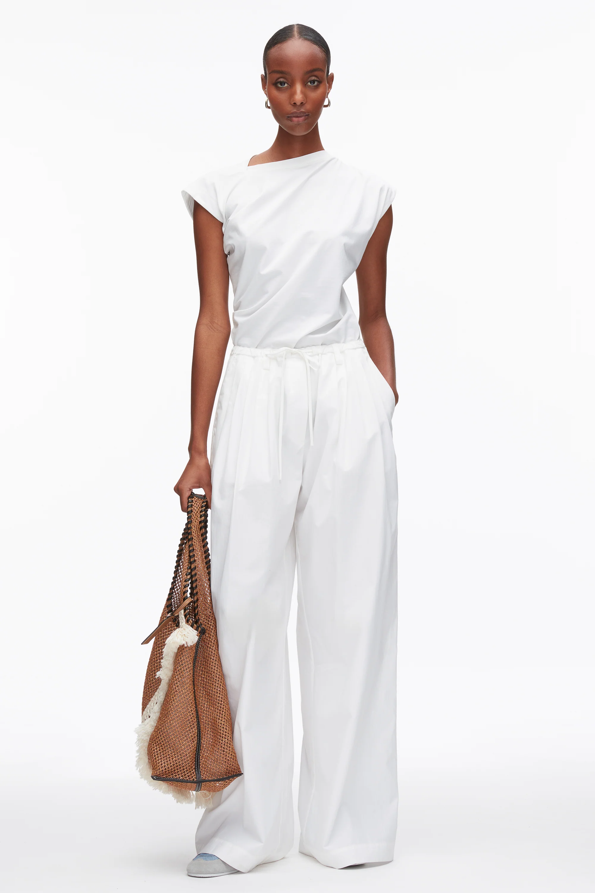 Structured Cotton Pull On Straight Leg Pants - Image 9