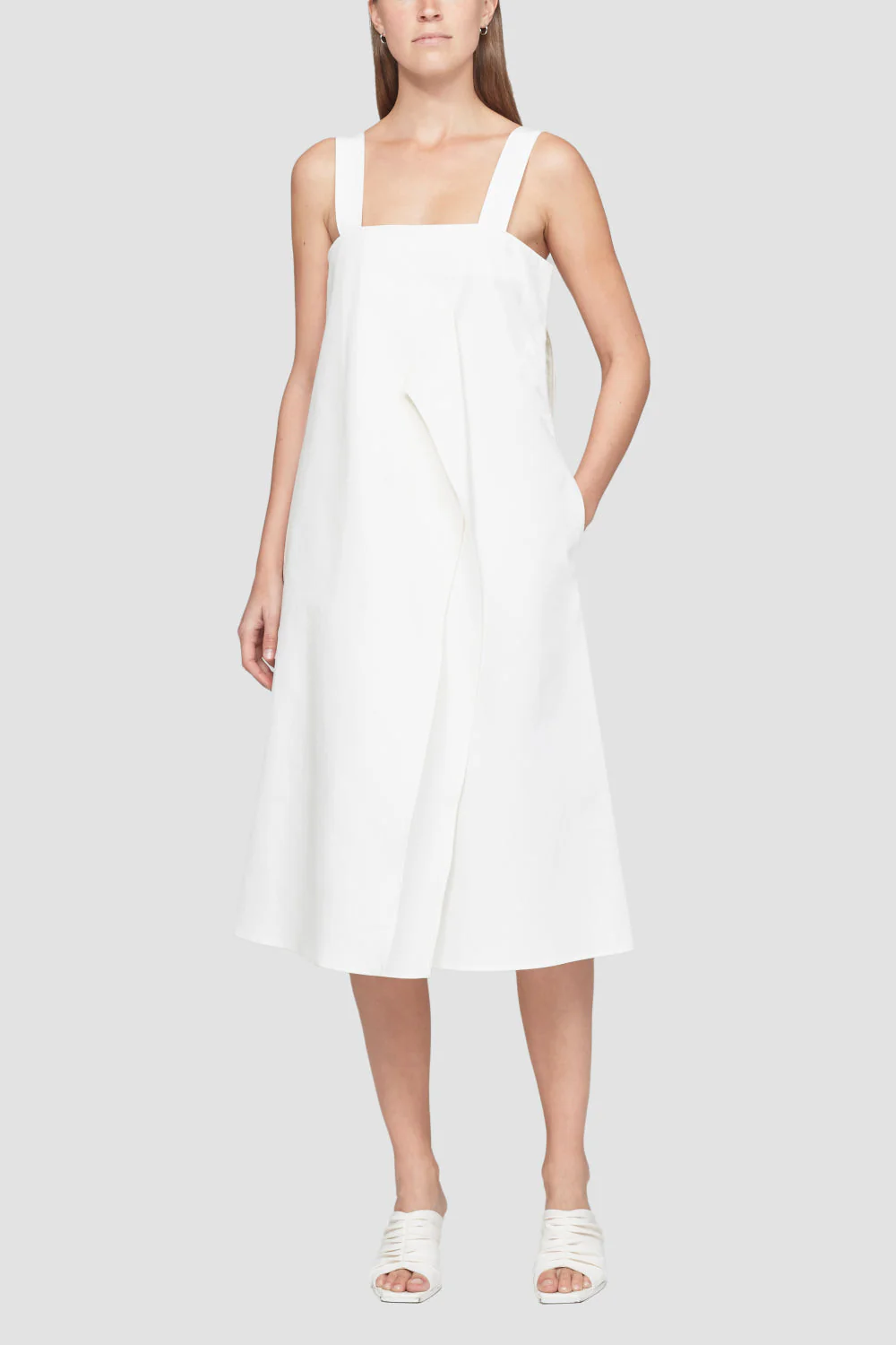 Structured Cotton Wide Strap A-Line Dress - Image 3
