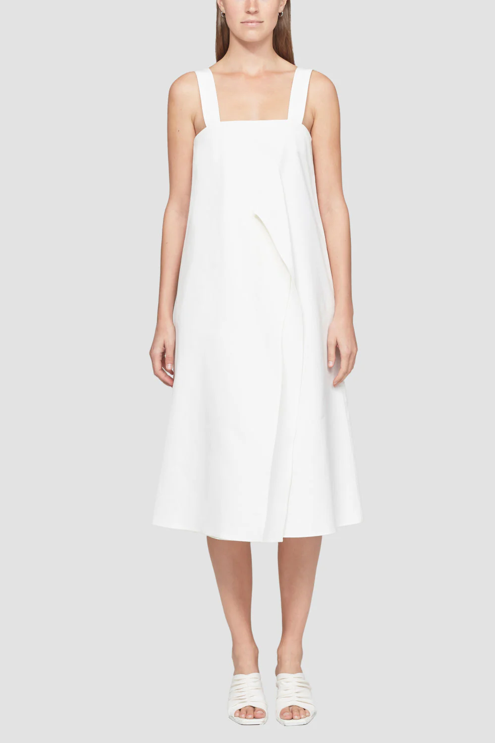 Structured Cotton Wide Strap A-Line Dress - Image 4