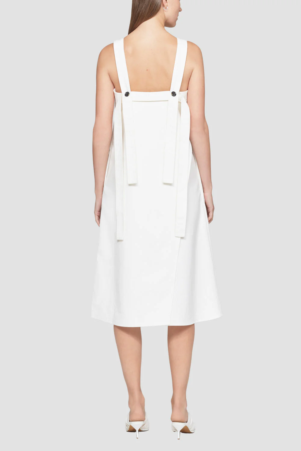 Structured Cotton Wide Strap A-Line Dress - Image 6