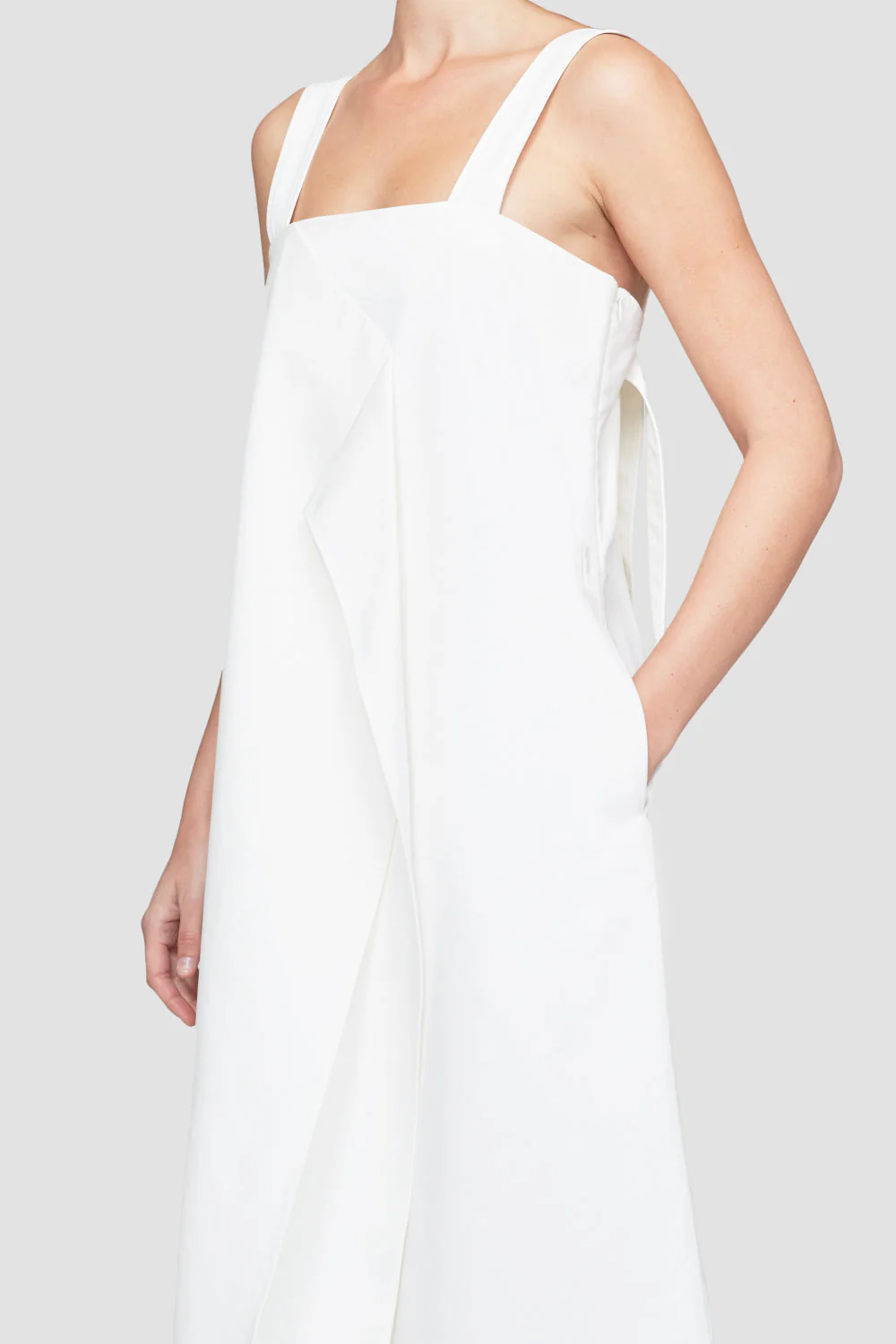 Structured Cotton Wide Strap A-Line Dress - Image 7