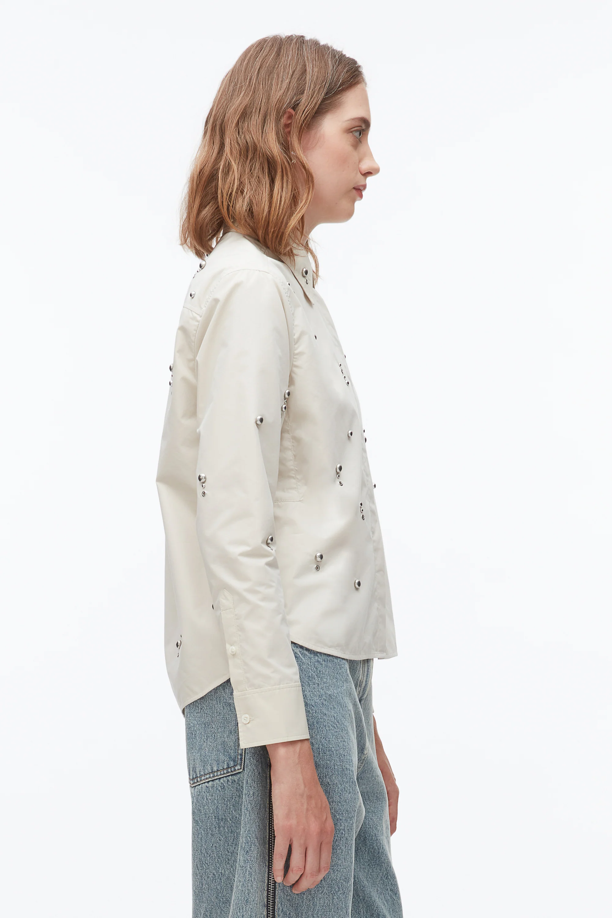 Stud Embellished Cropped Shirt - Image 10