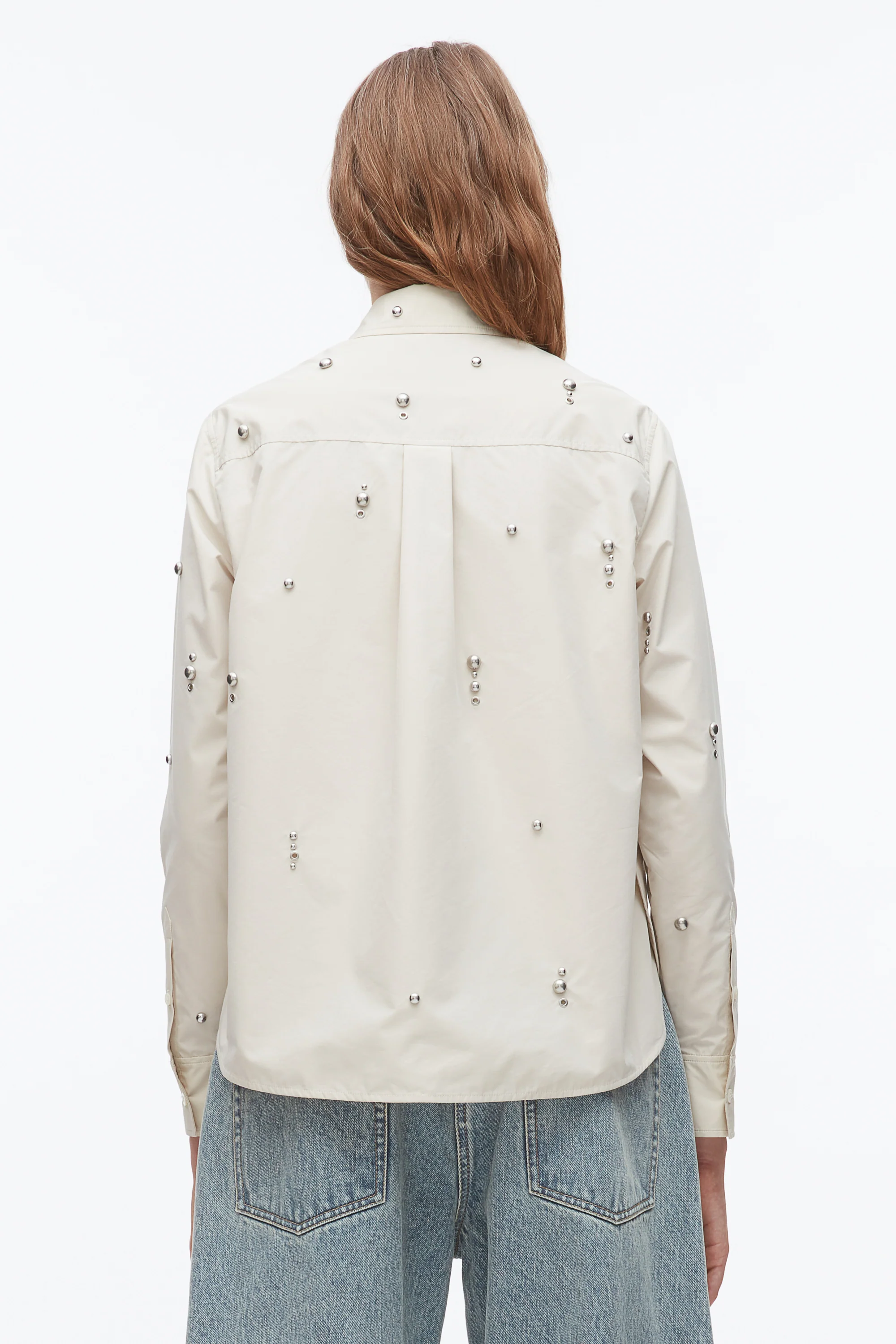 Stud Embellished Cropped Shirt - Image 11
