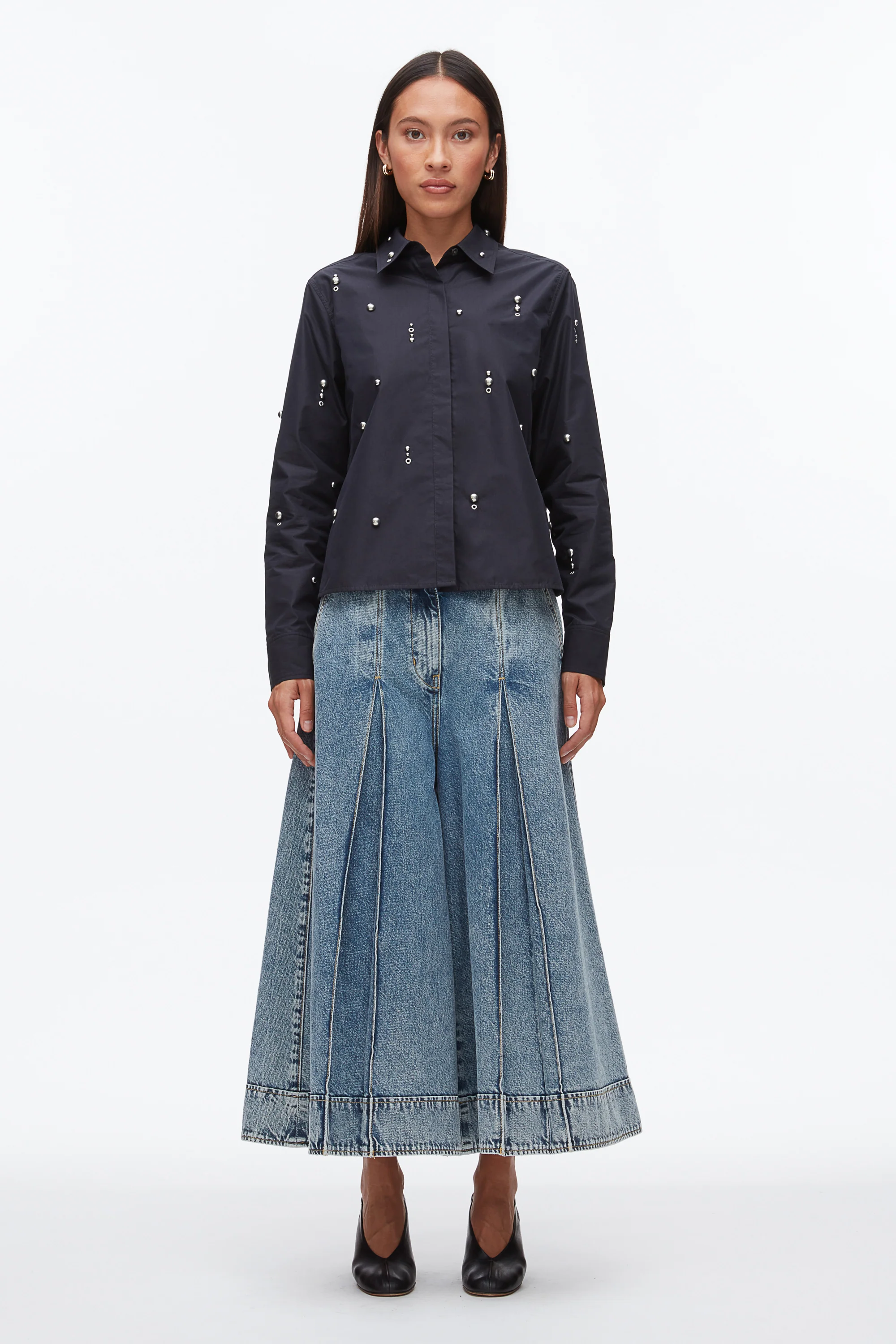 Stud Embellished Cropped Shirt - Image 2