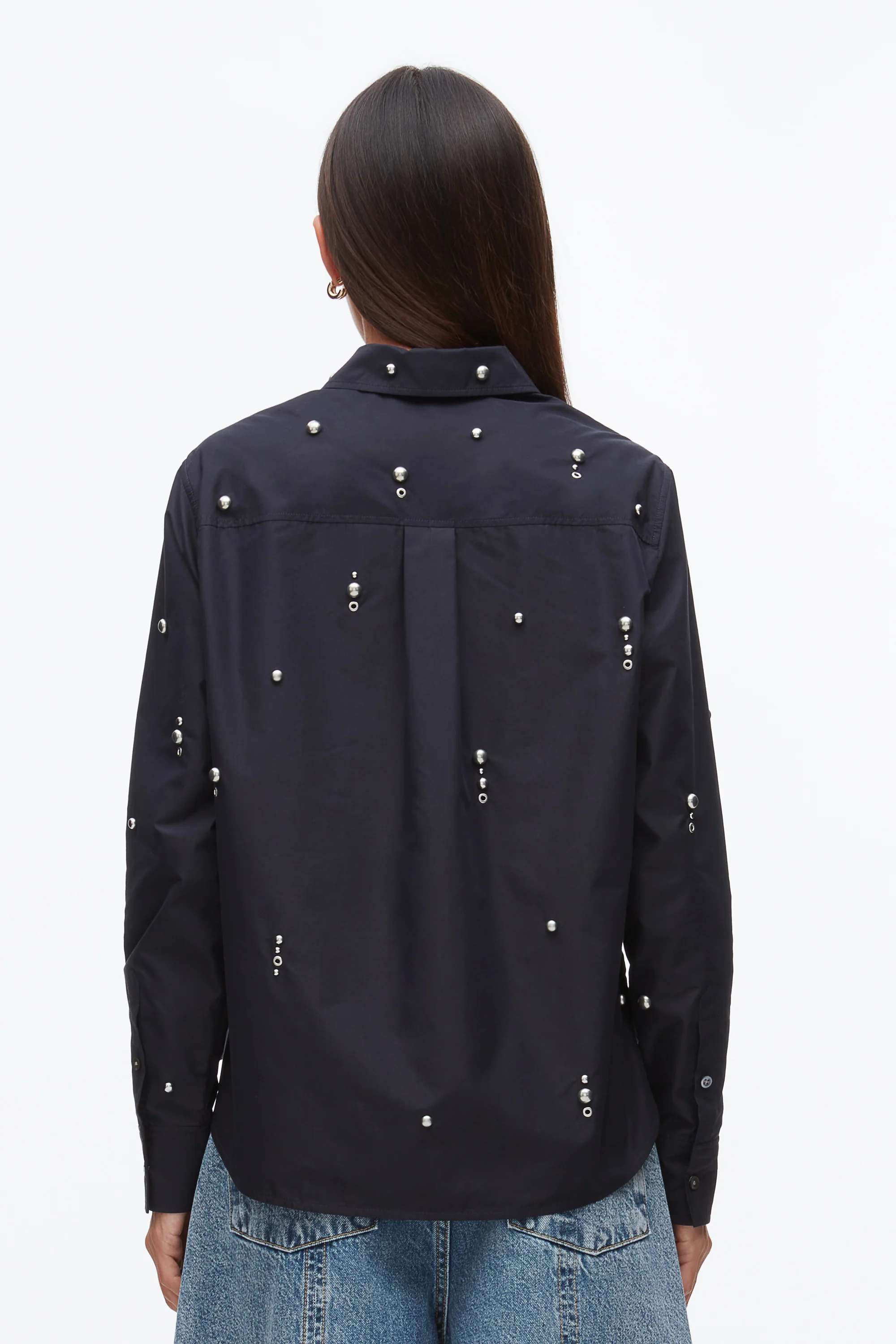 Stud Embellished Cropped Shirt - Image 5