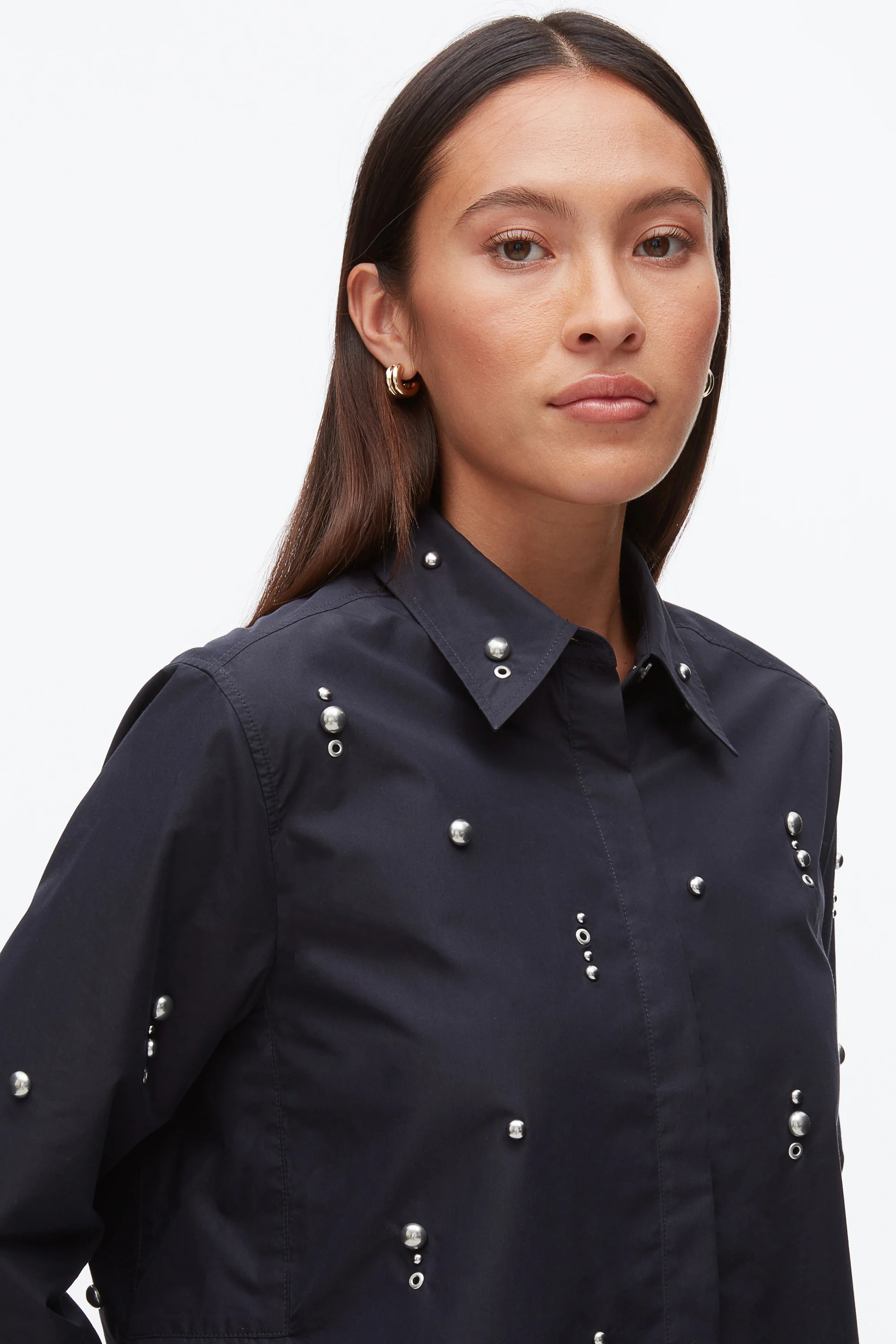 Stud Embellished Cropped Shirt - Image 6