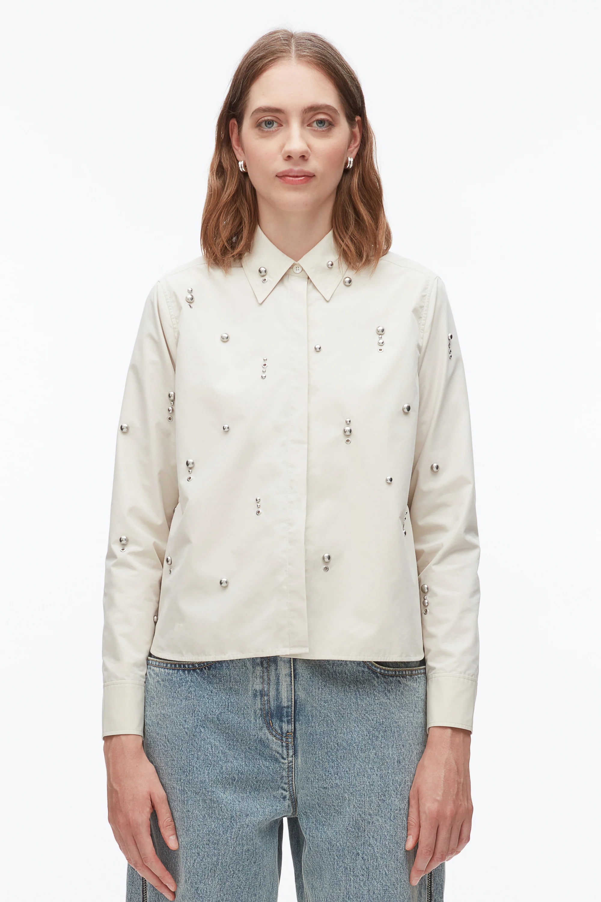 Stud Embellished Cropped Shirt - Image 9