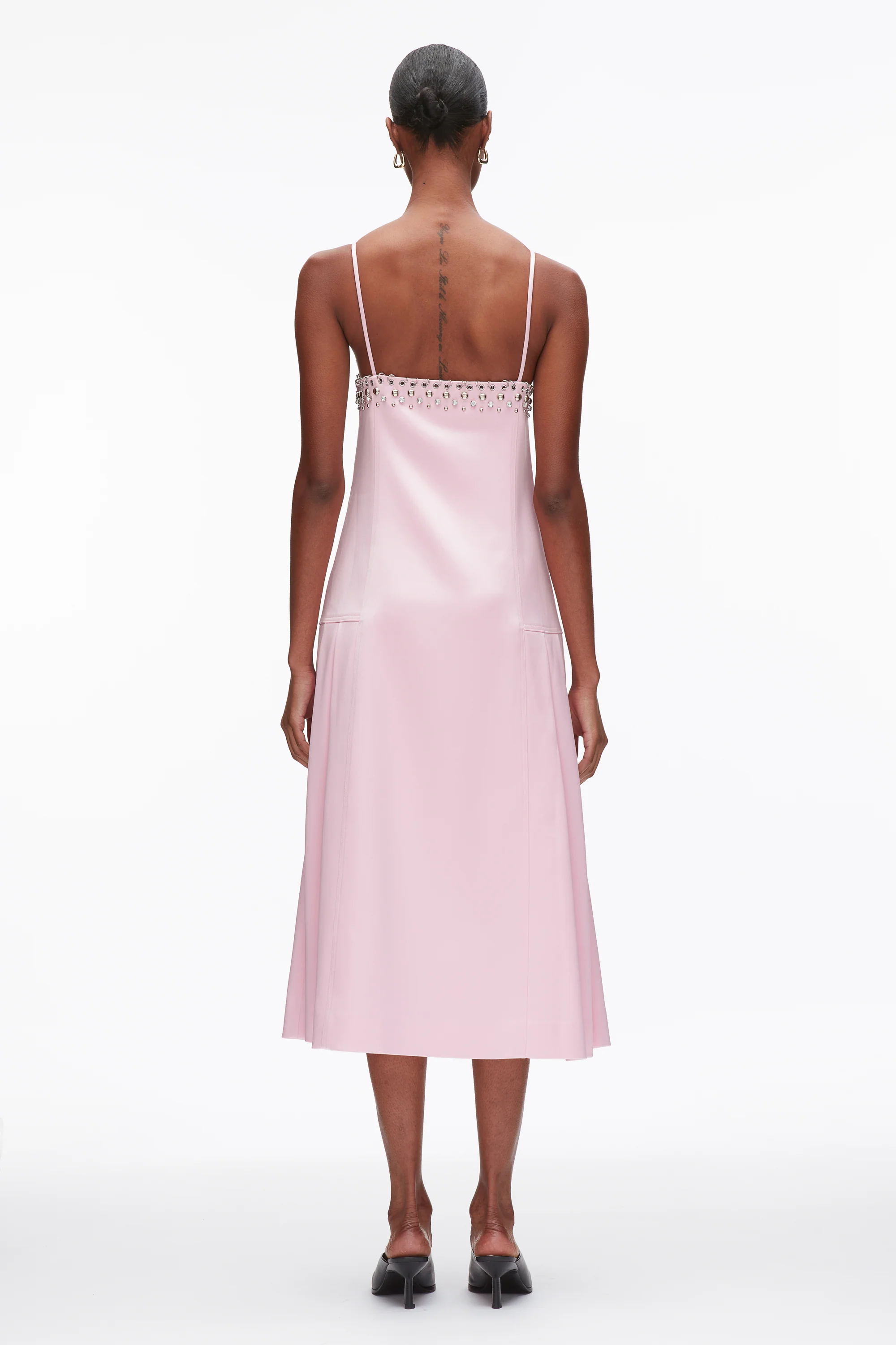 Studded Satin Pleated Cami Midi Dress - Image 12