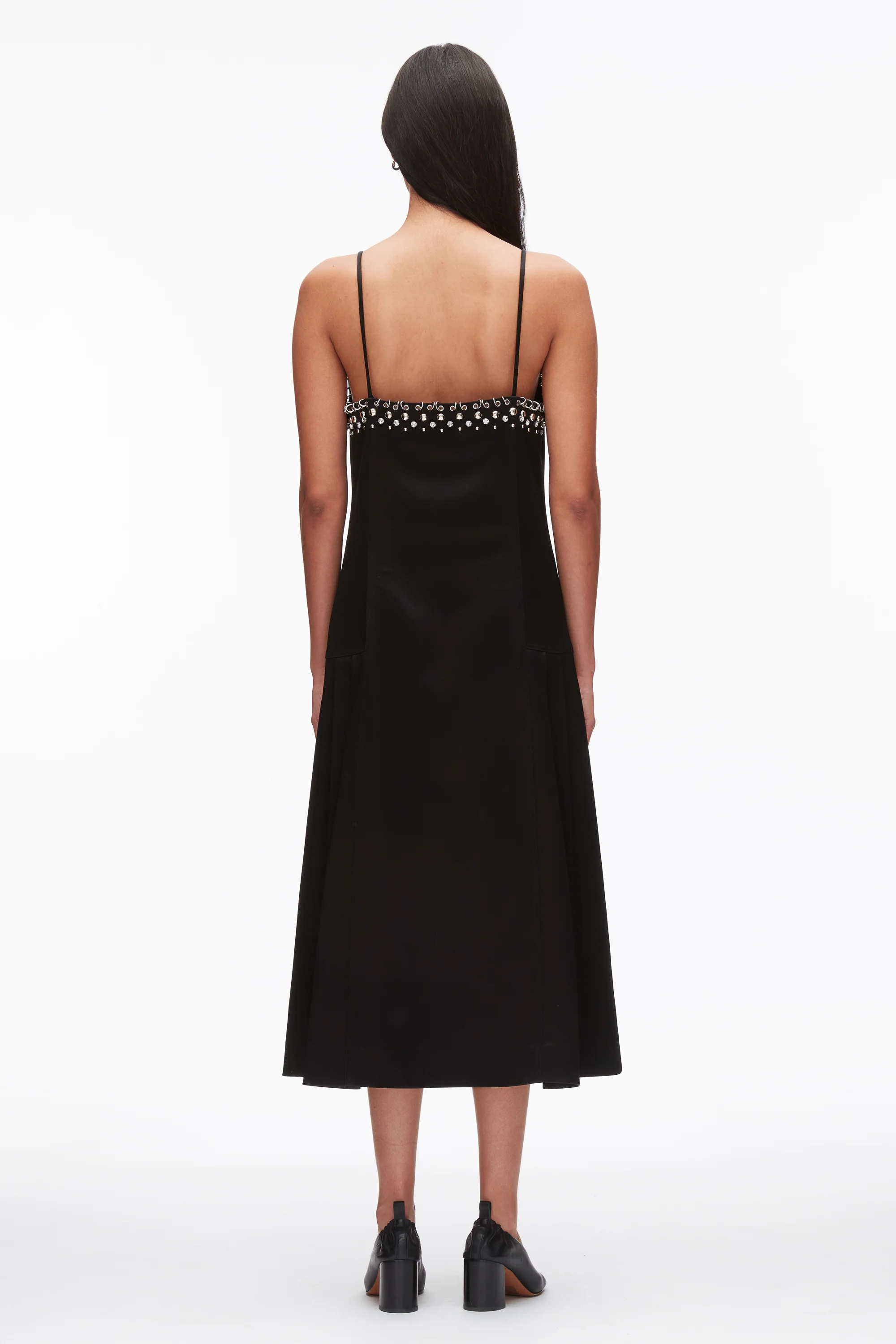 Studded Satin Pleated Cami Midi Dress - Image 5