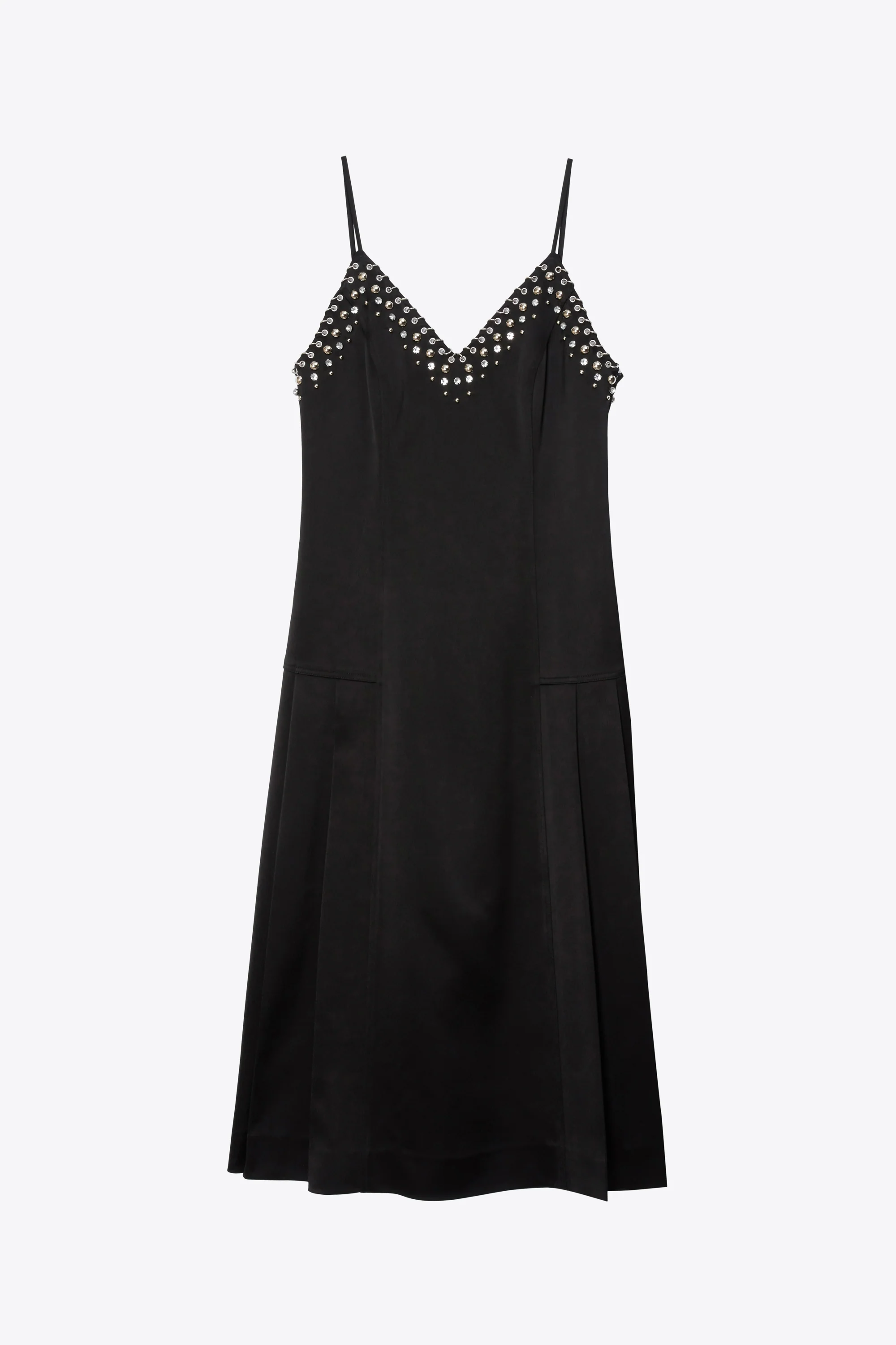 Studded Satin Pleated Cami Midi Dress - Image 8