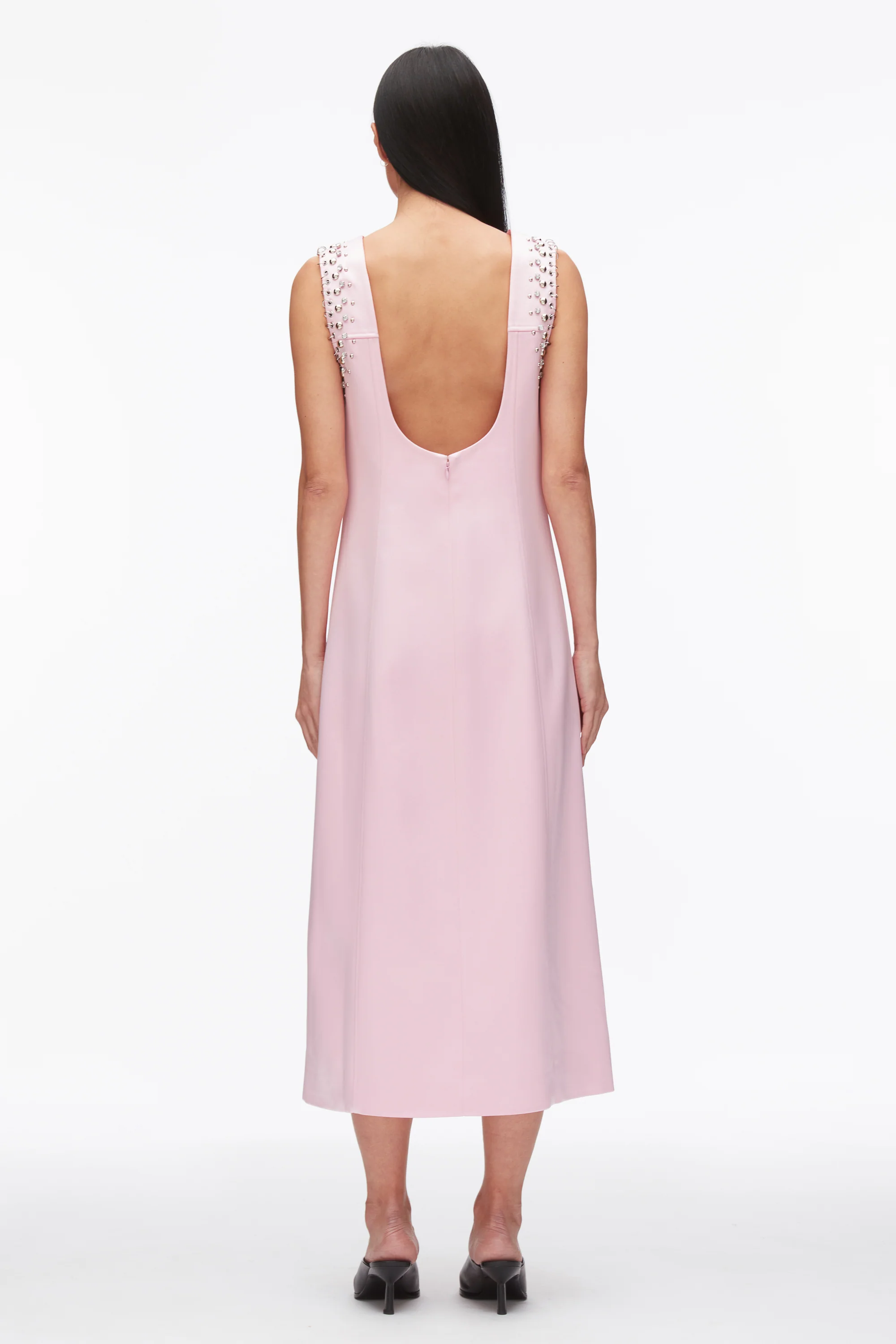Studded Satin Sleeveless Midi Dress - Image 4