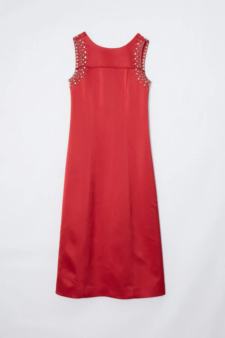 Studded Satin Sleeveless Midi Dress - Image 14