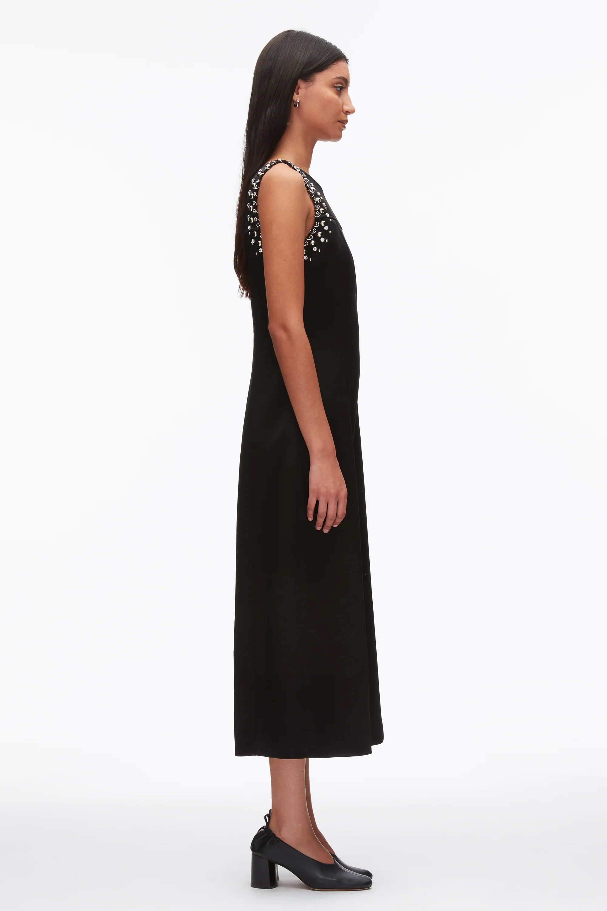 Studded Satin Sleeveless Midi Dress - Image 9