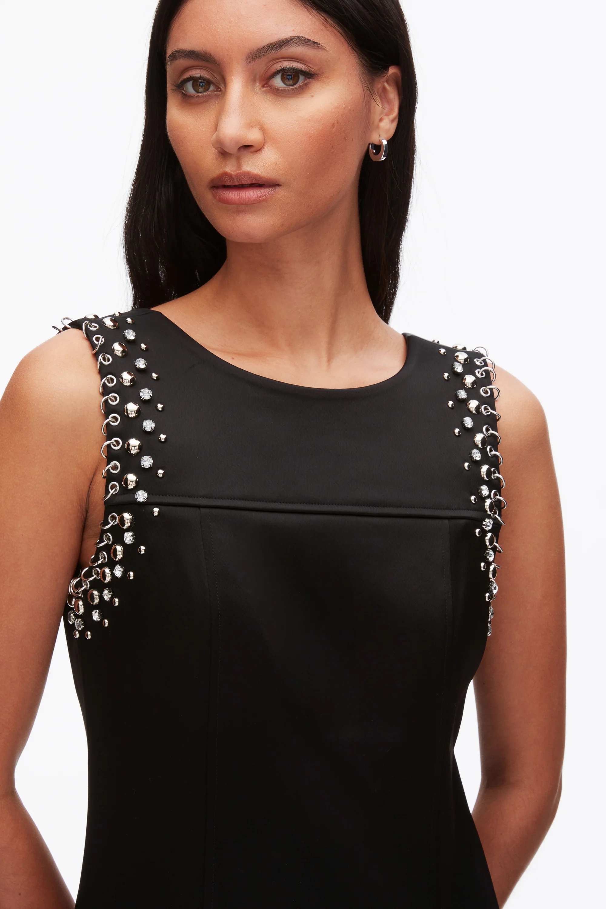 Studded Satin Sleeveless Midi Dress - Image 11