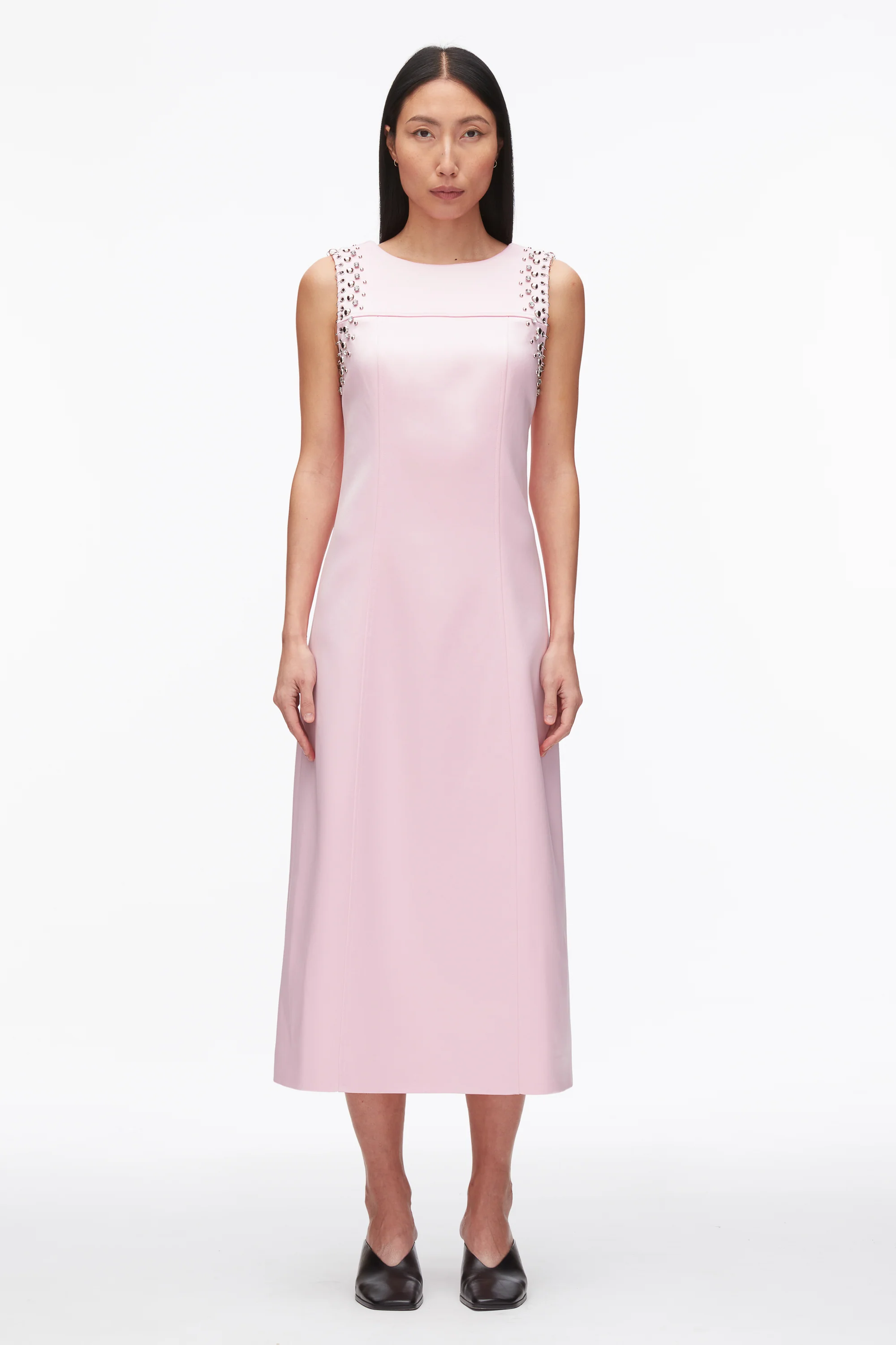 Studded Satin Sleeveless Midi Dress - Image 2