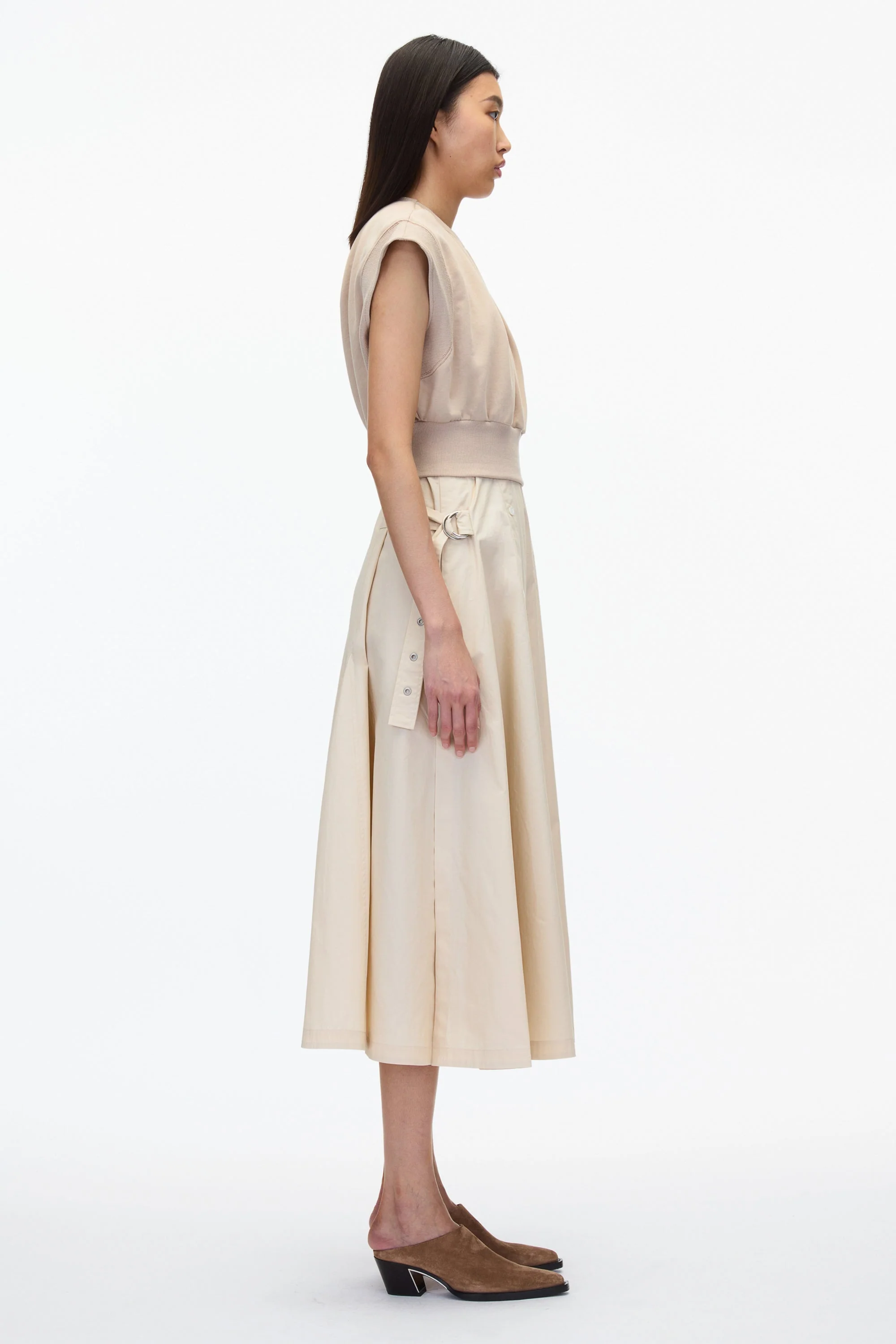 Sweatshirt Combo Dress with Pleated Skirt - Image 14