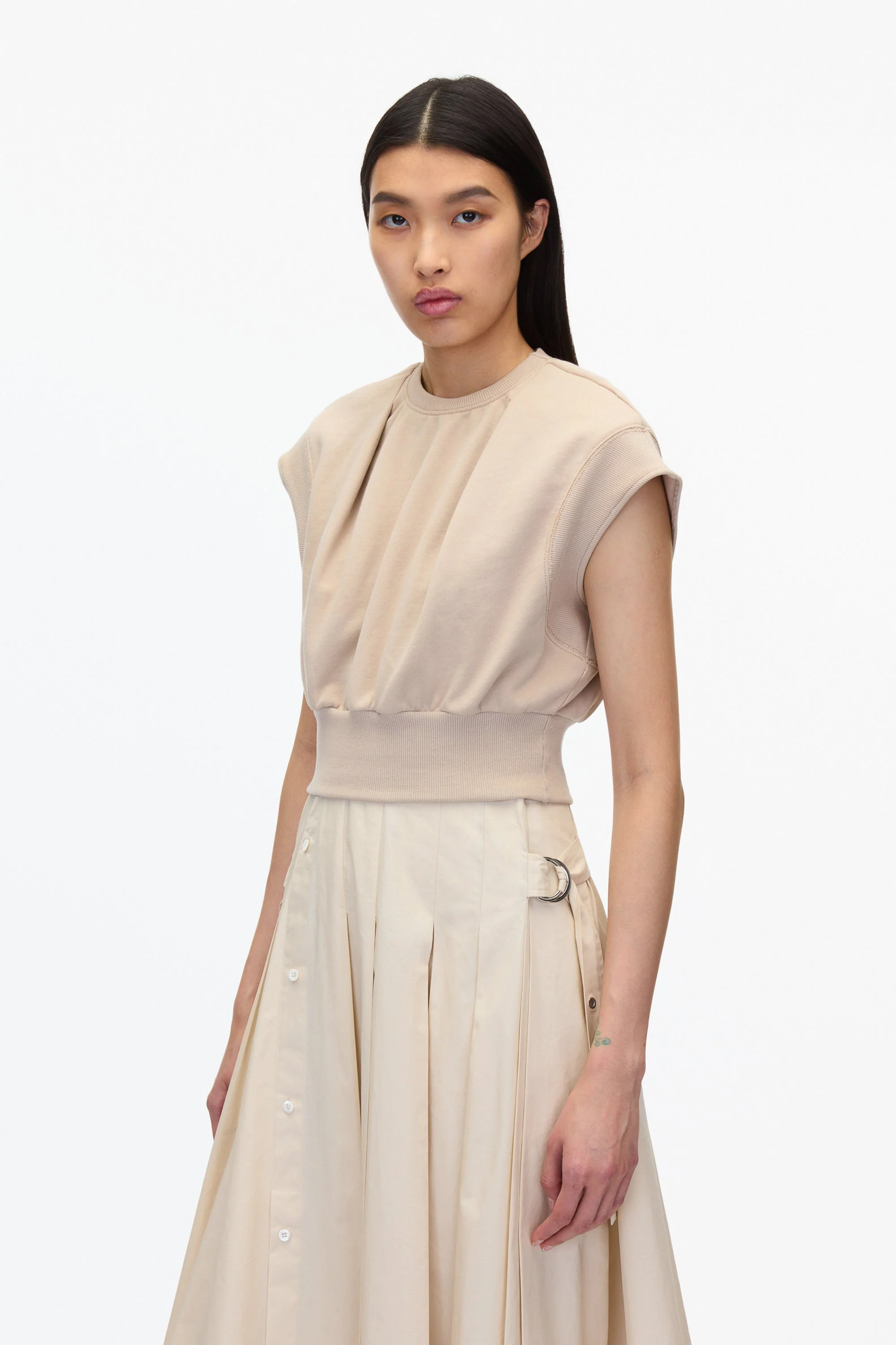 Sweatshirt Combo Dress with Pleated Skirt - Image 16