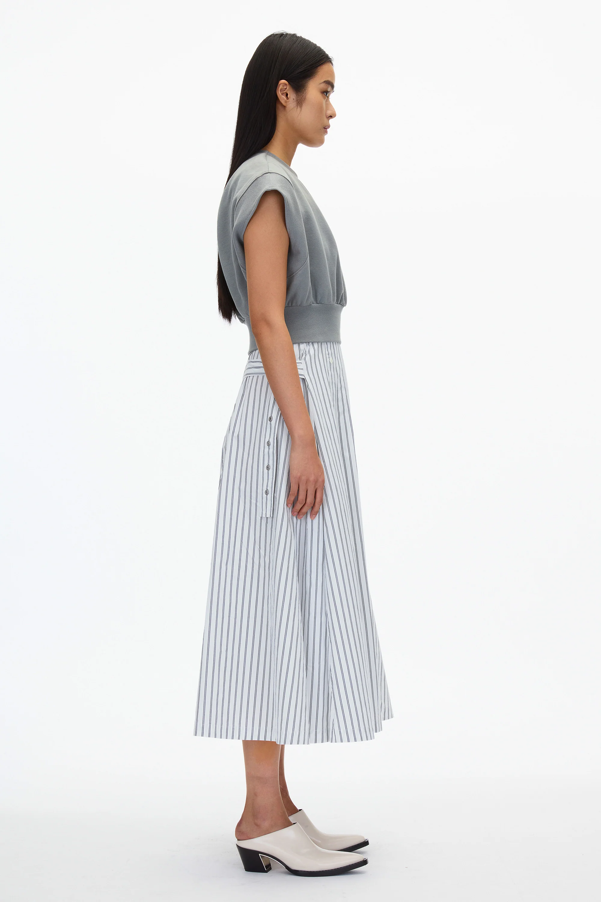 Sweatshirt Combo Dress with Pleated Skirt - Image 3