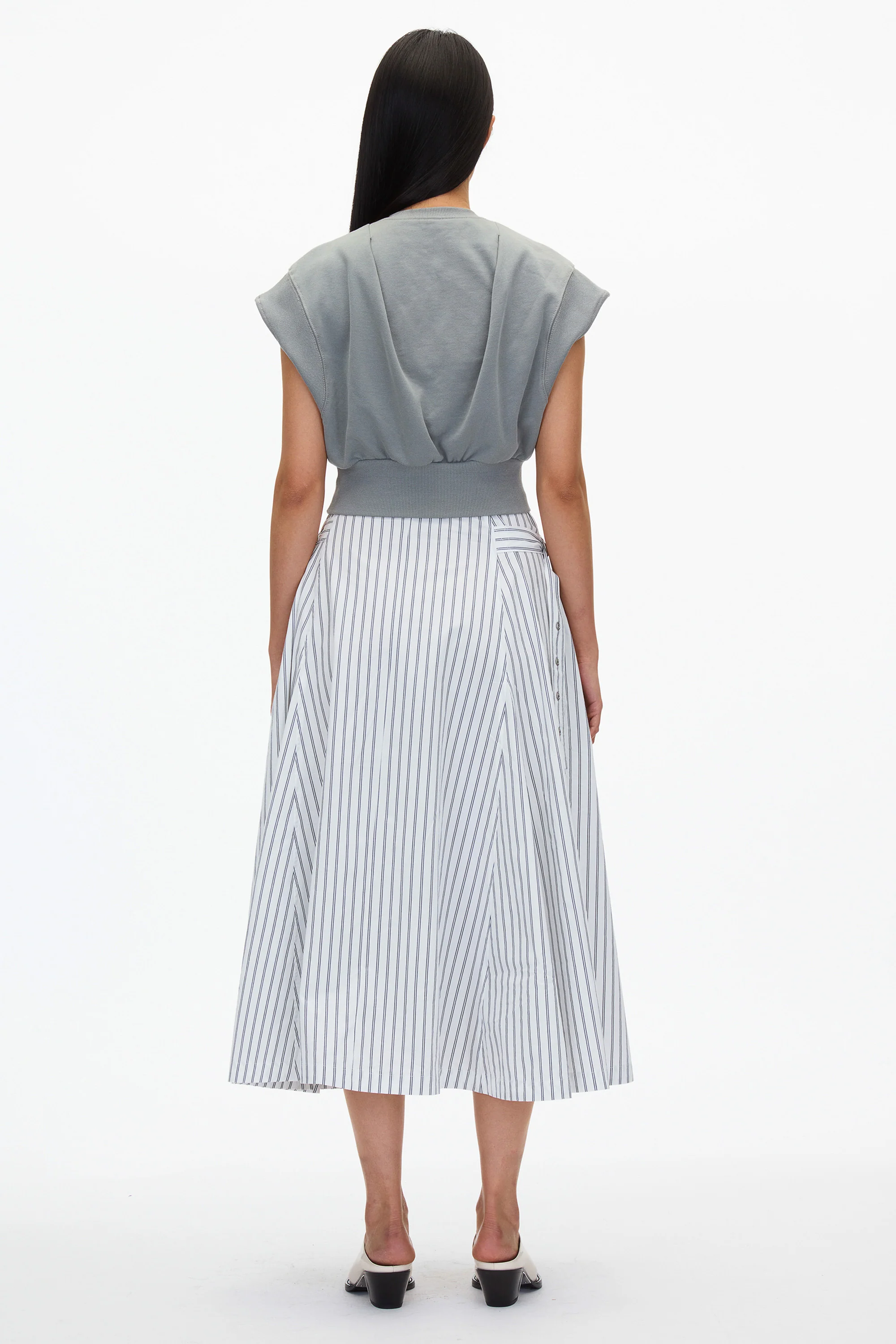Sweatshirt Combo Dress with Pleated Skirt - Image 4