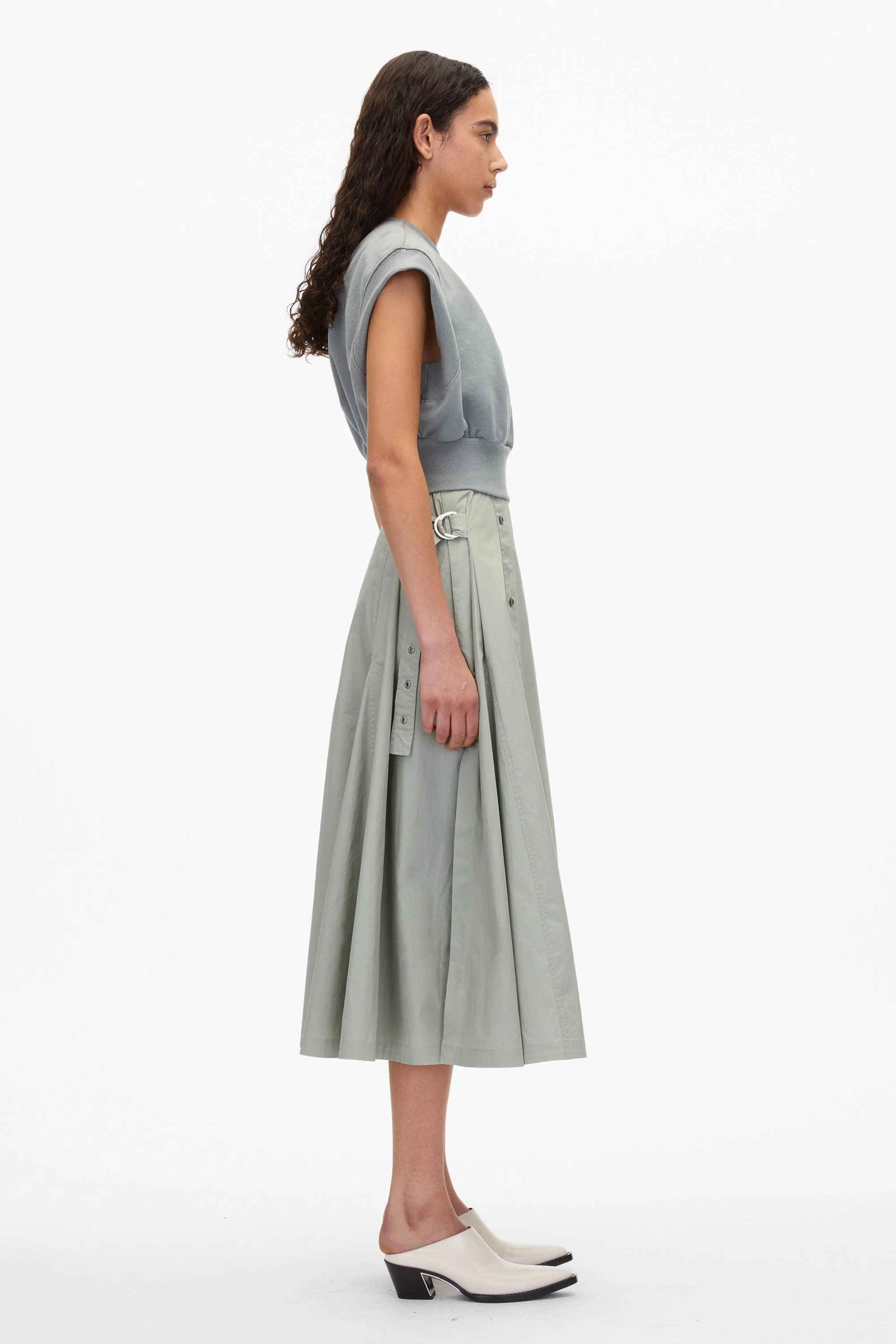 Sweatshirt Combo Dress with Pleated Skirt - Image 8